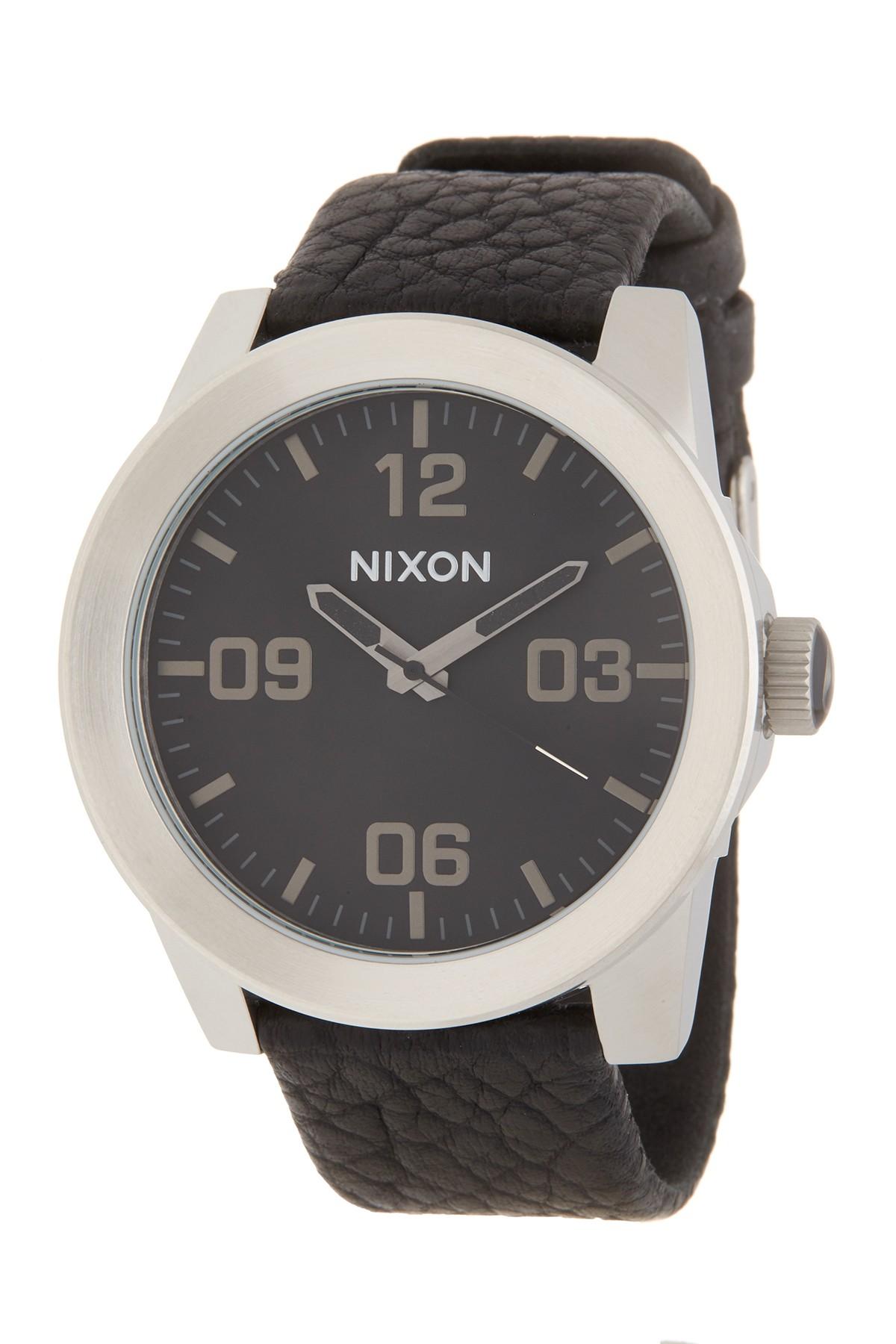Lyst - Nixon Men&#39;s Corporal Leather Strap Watch, 48mm in Metallic for Men