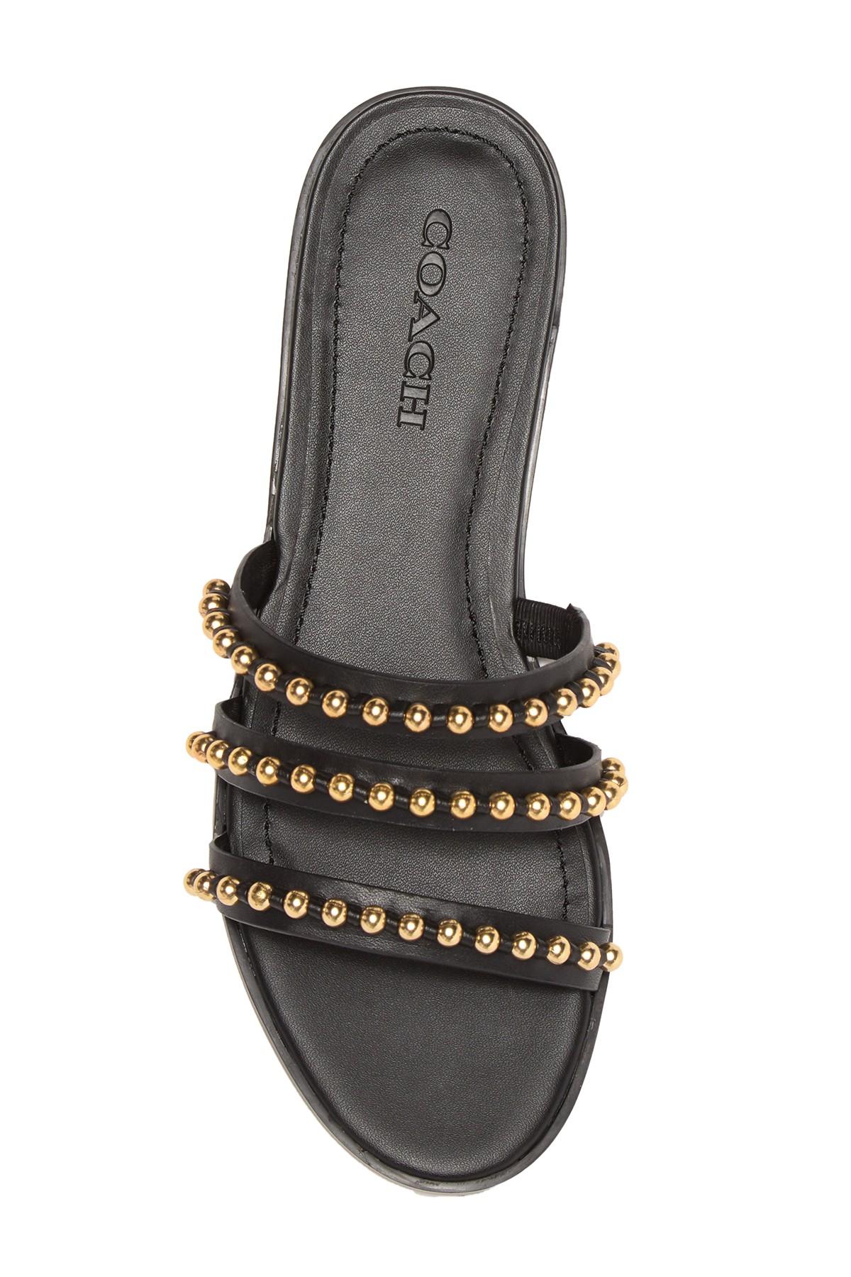 COACH Isa Studded Leather Slide Sandal in Black Lyst