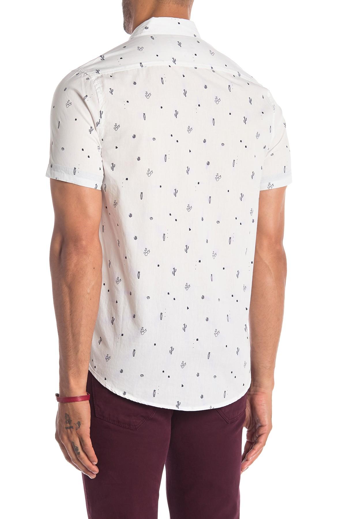 Heritage Short Sleeve Cactus Print Slim Fit Sport Shirt in White for ...