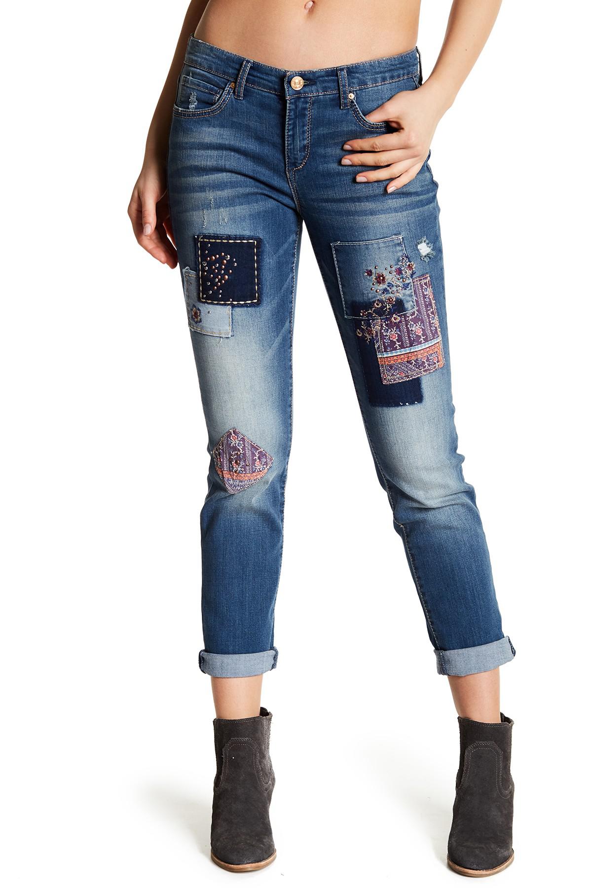 blue patched jeans