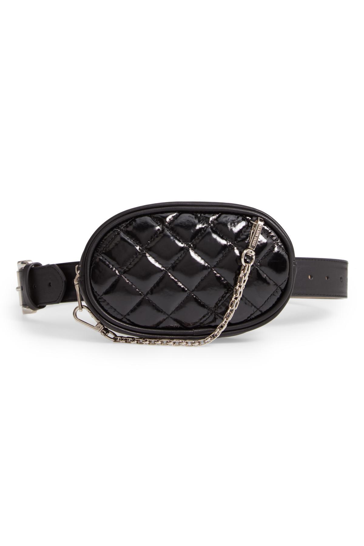 Lyst - Steve Madden Quilted Faux Leather Belt Bag in Black