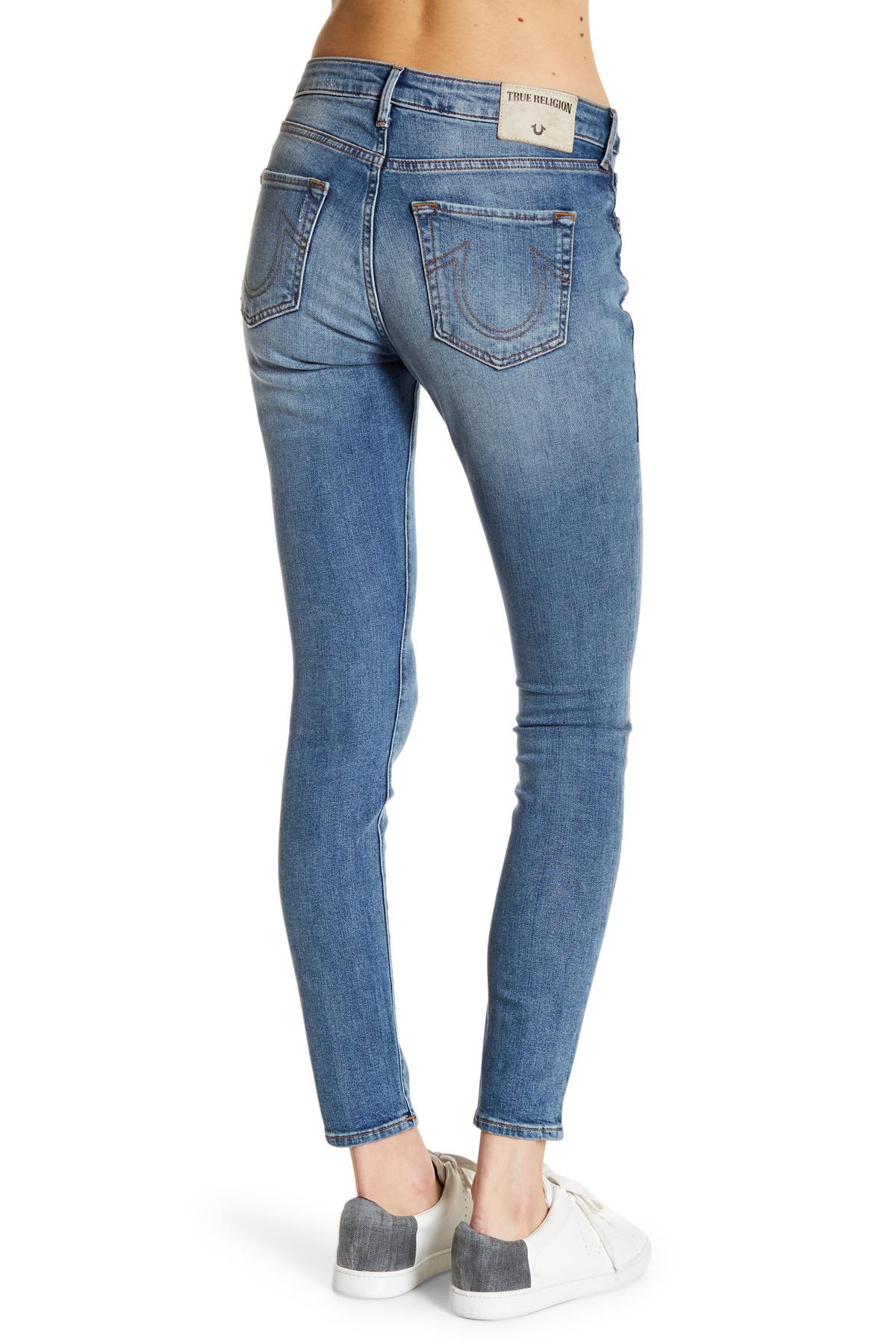 Lyst - True Religion Jennie Curvy Exposed Button Fly Jeans in Blue