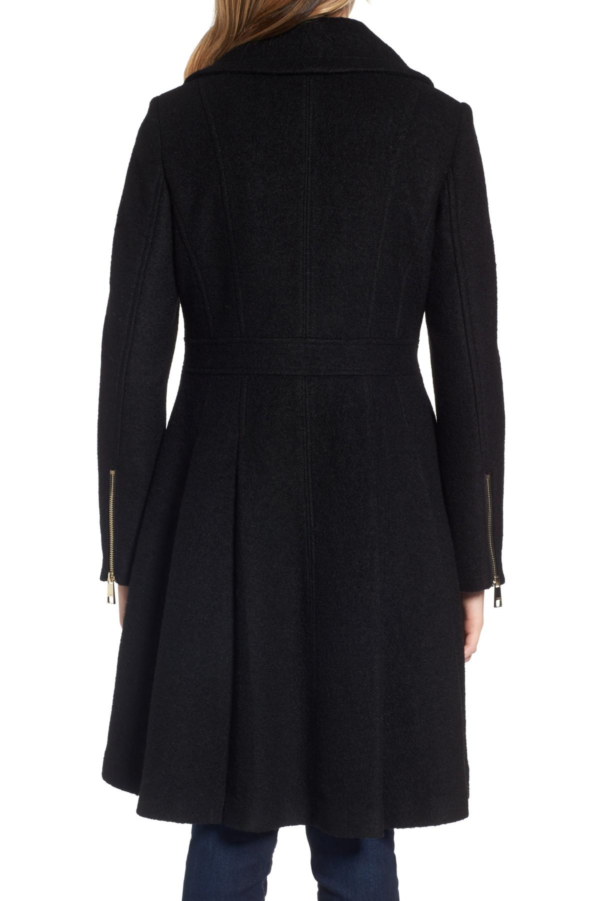 guess double breasted belted wool blend coat