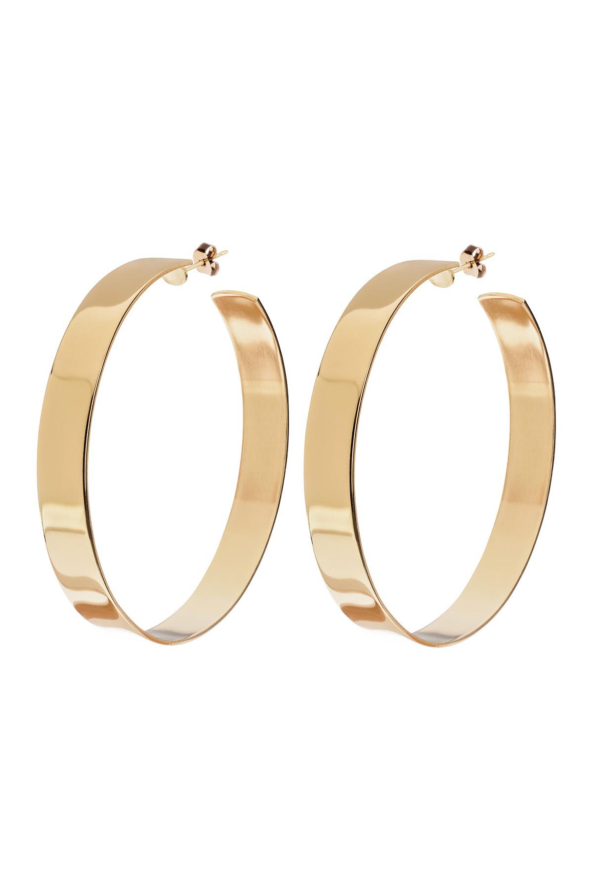 Lyst Eklexic Large Flat Hoop Earrings In Metallic Gallery
