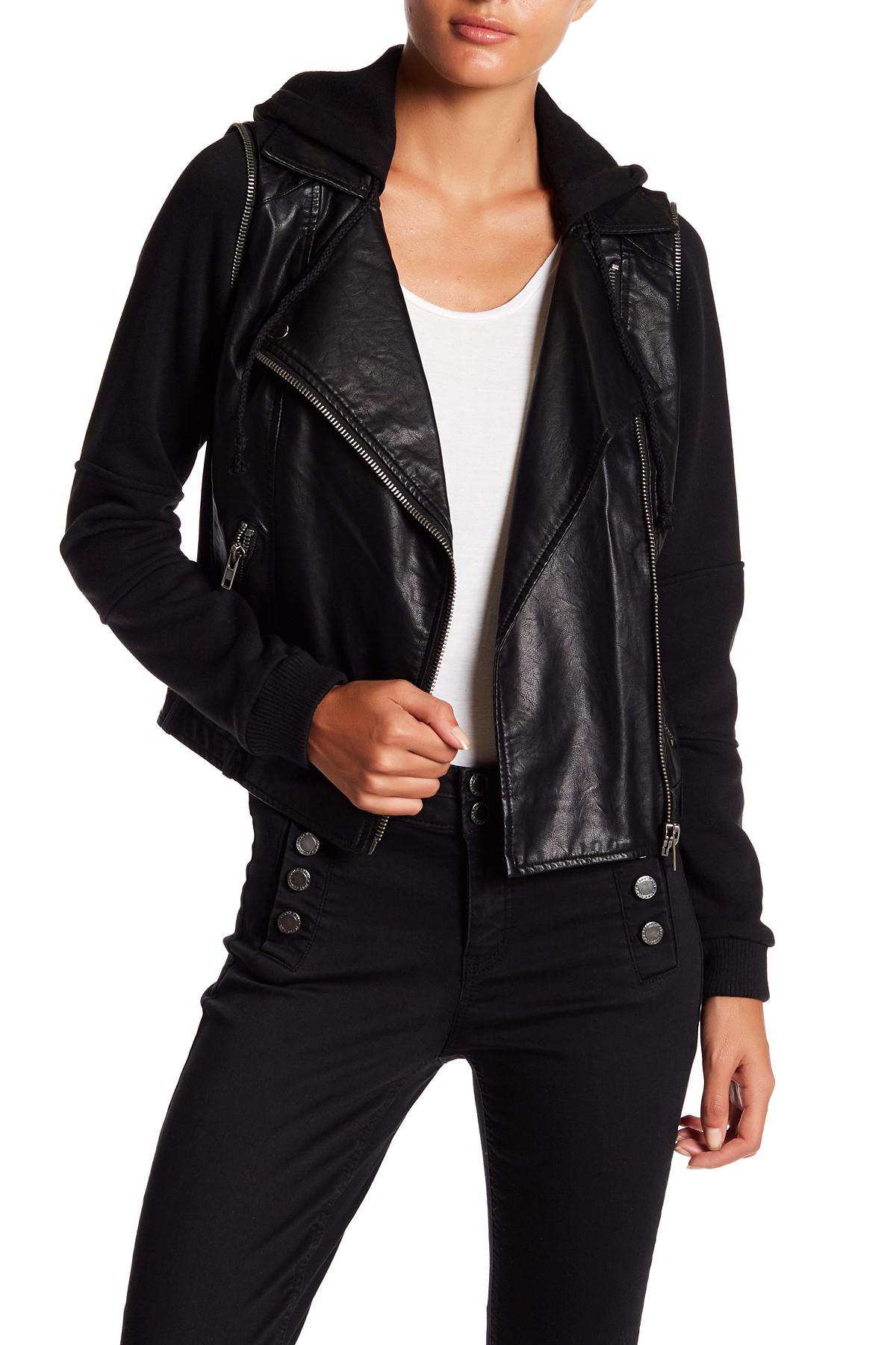 Lyst Jolt Faux Leather Sweater Jacket Junior In Black Gallery