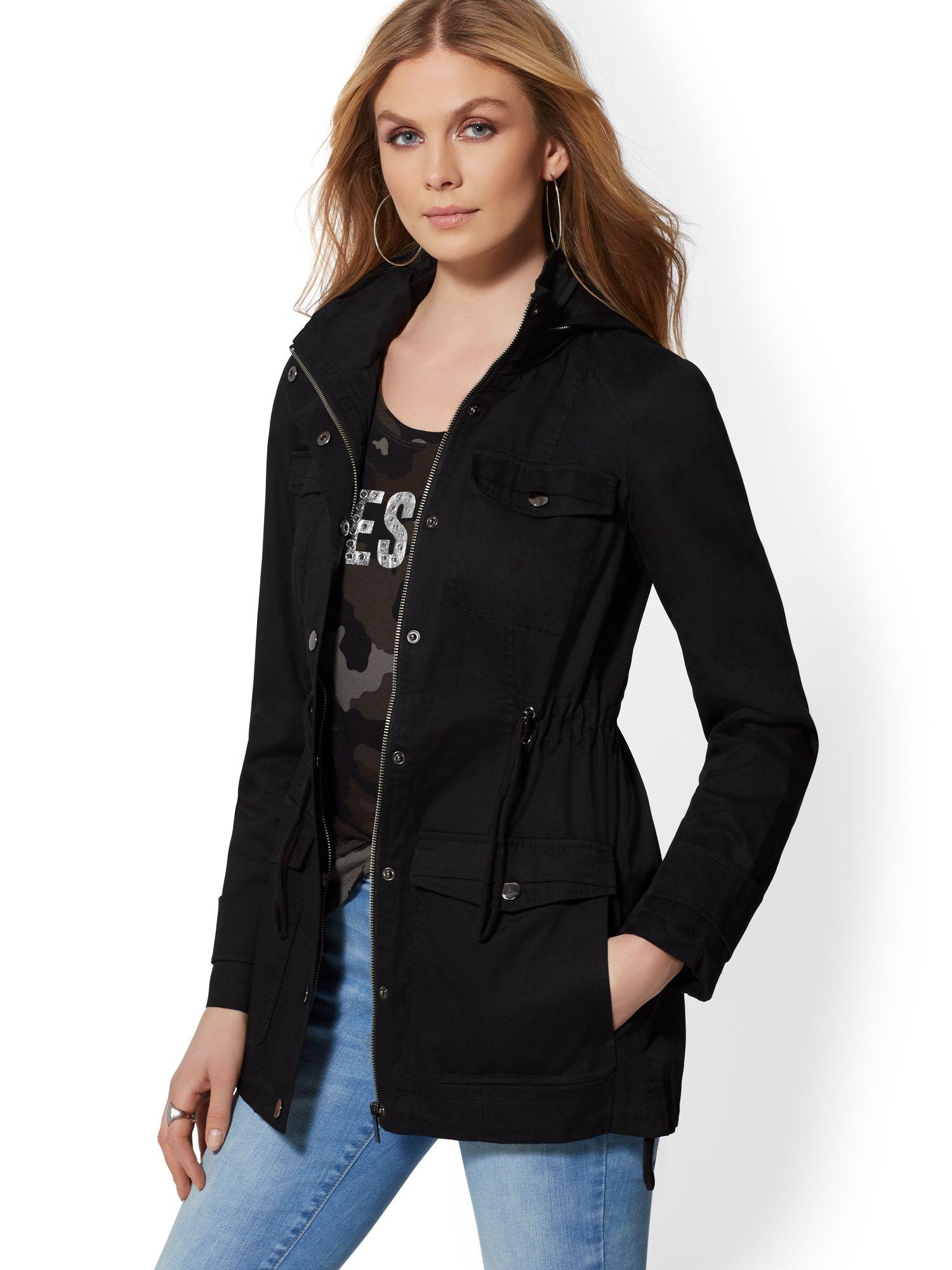 Download Lyst - New York & Company Long Anorak Jacket in Black