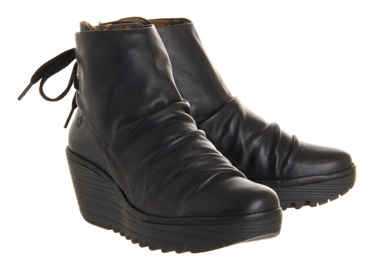 Lyst - Fly London Yama Wedge Ankle Boots in Black