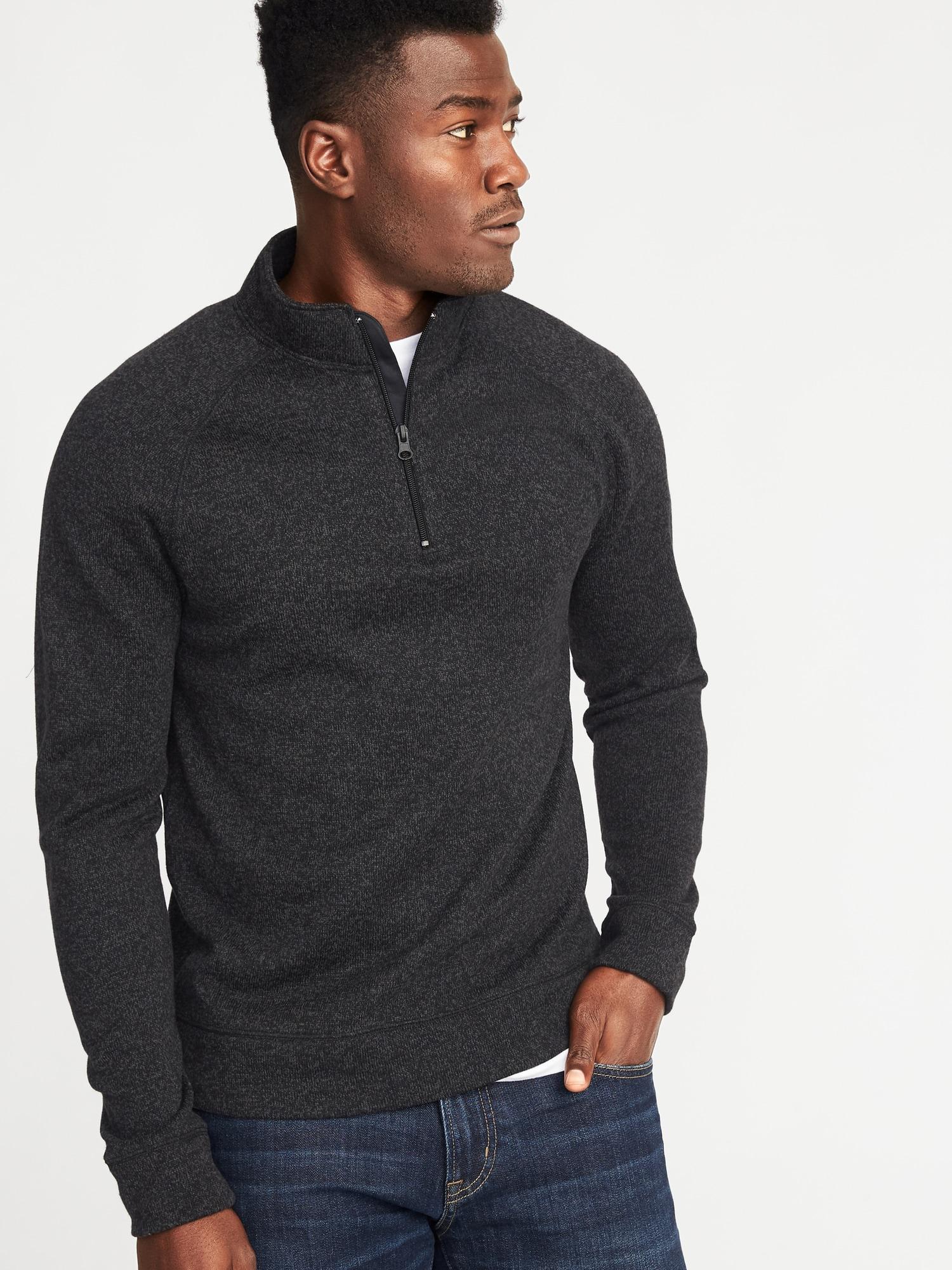 Download Old Navy Mock-neck 1/4-zip Sweater-fleece Pullover in Gray for Men - Lyst