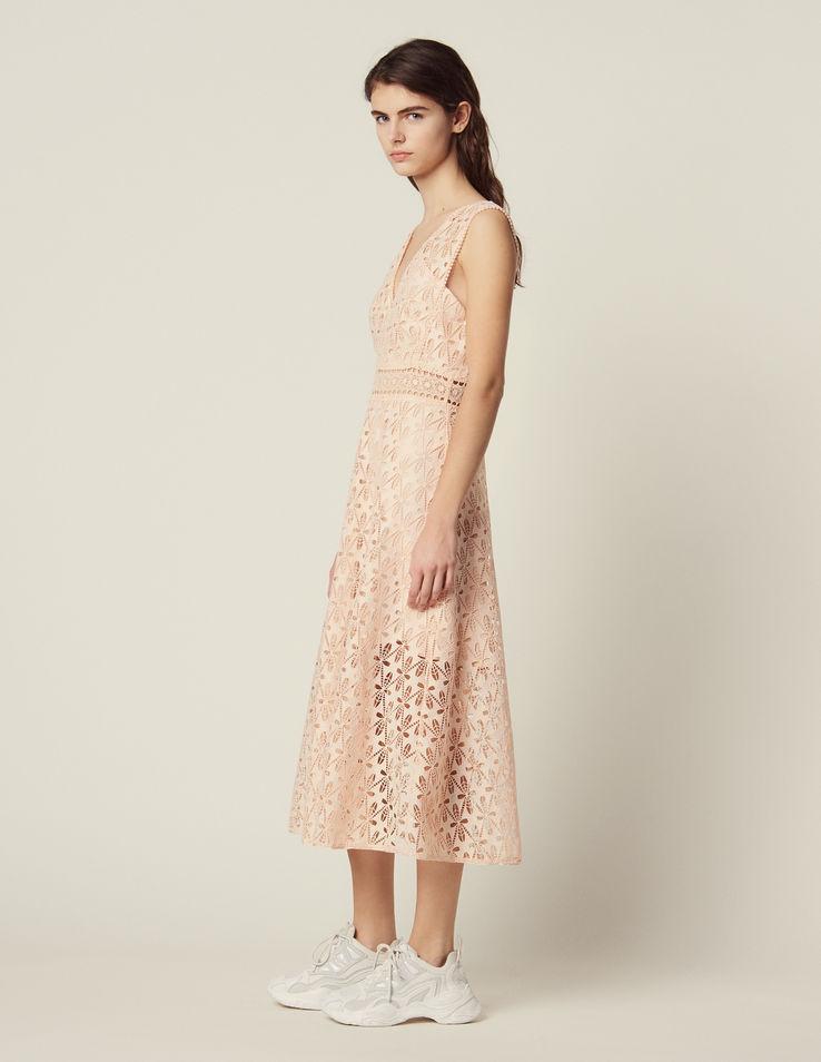 Sandro Bilali Guipure Lace Dress in Pink - Lyst