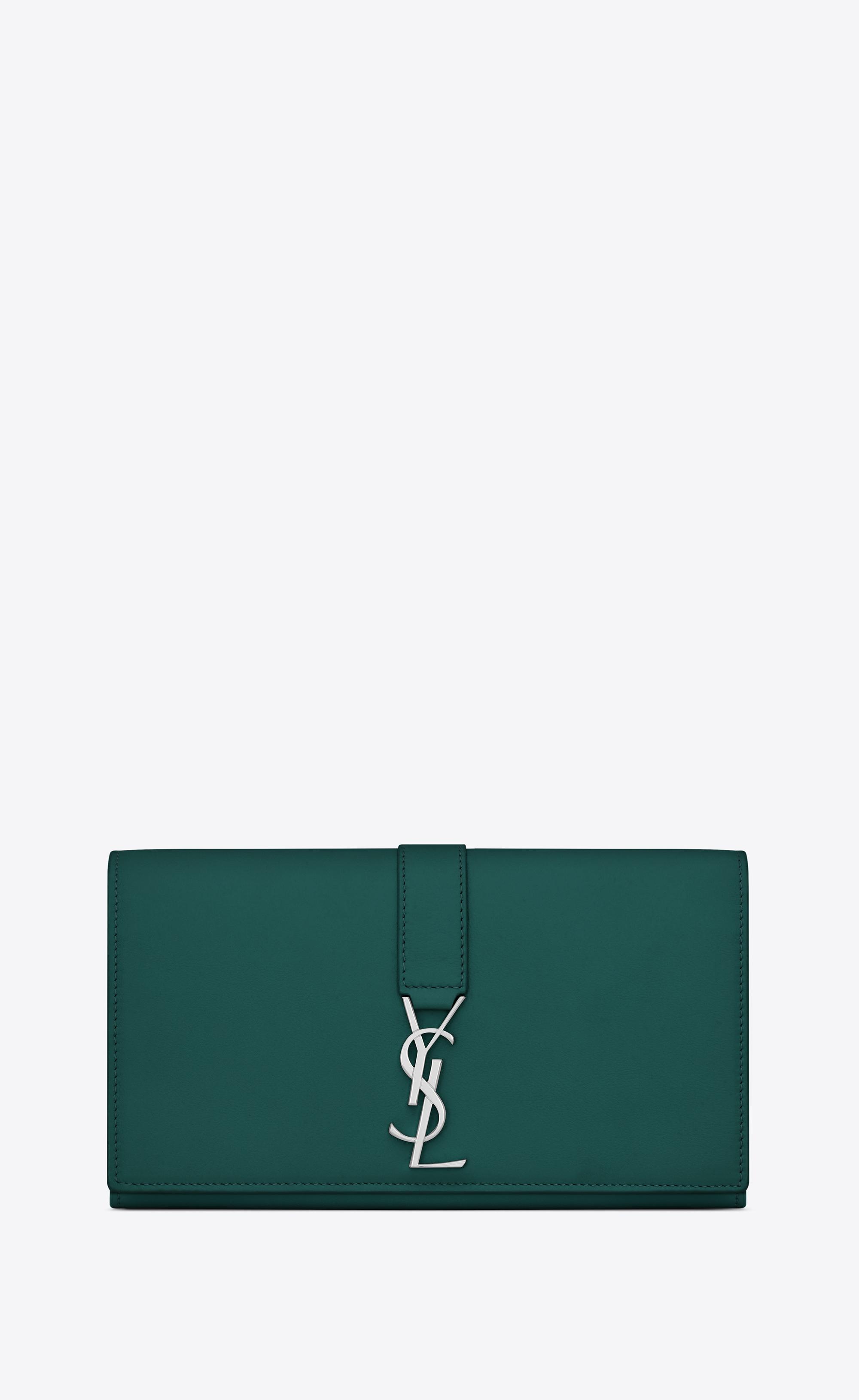 Saint Laurent Ysl Line Large Flap Wallet in Green Lyst