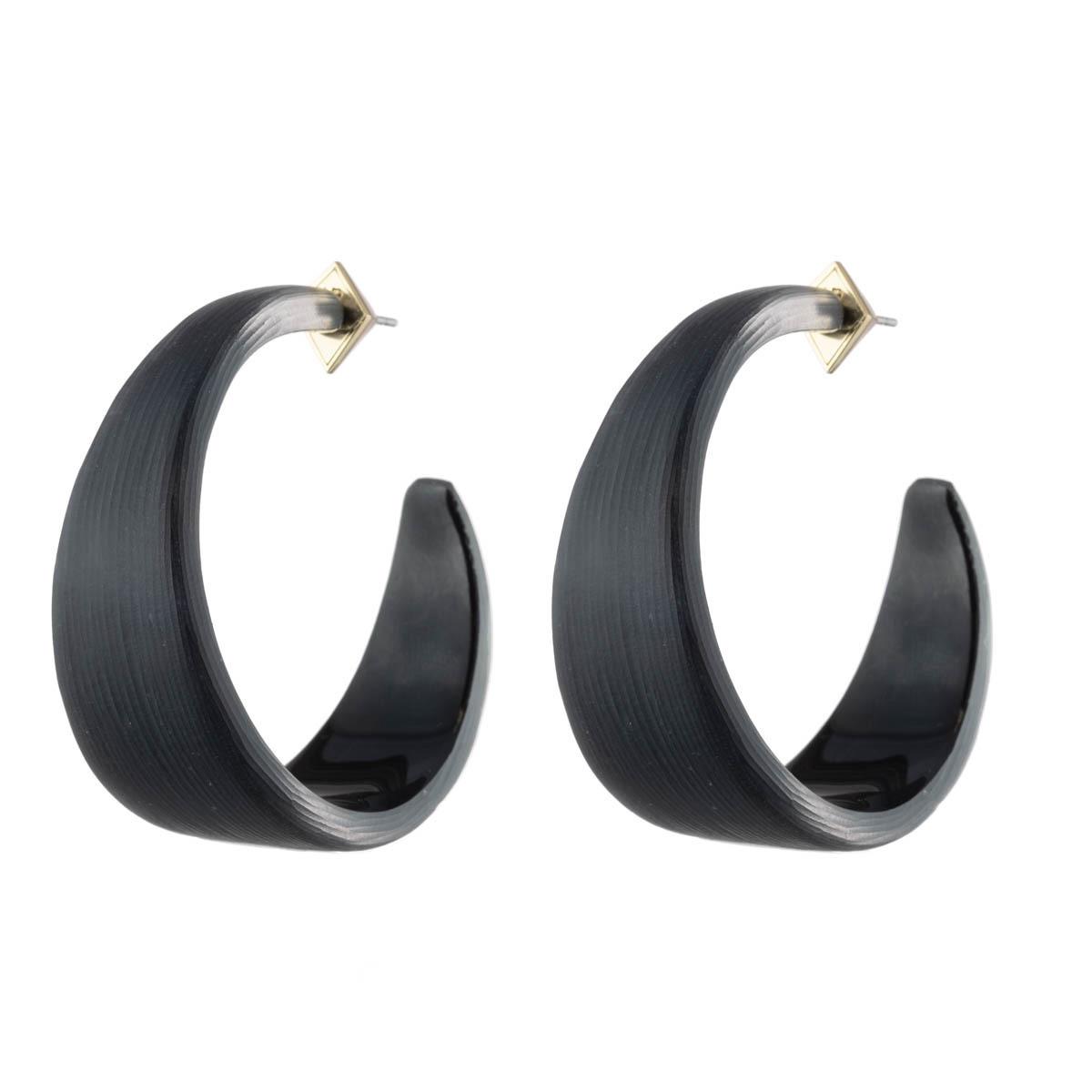 Alexis Bittar Wide Graduated Medium Hoop Earring in Black - Lyst