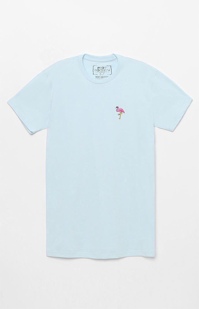 Riot Society Cotton Flamingo Embroidered T-shirt in Light ...