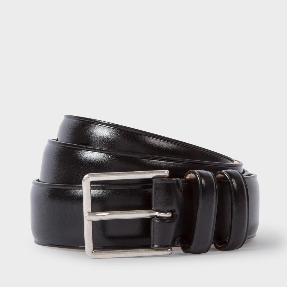 Paul smith Men's Black Leather Double Keeper Classic Suit Belt in Black