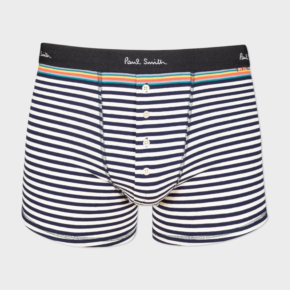 Lyst - Paul Smith Men's Navy And White Striped Low-rise Button-front ...