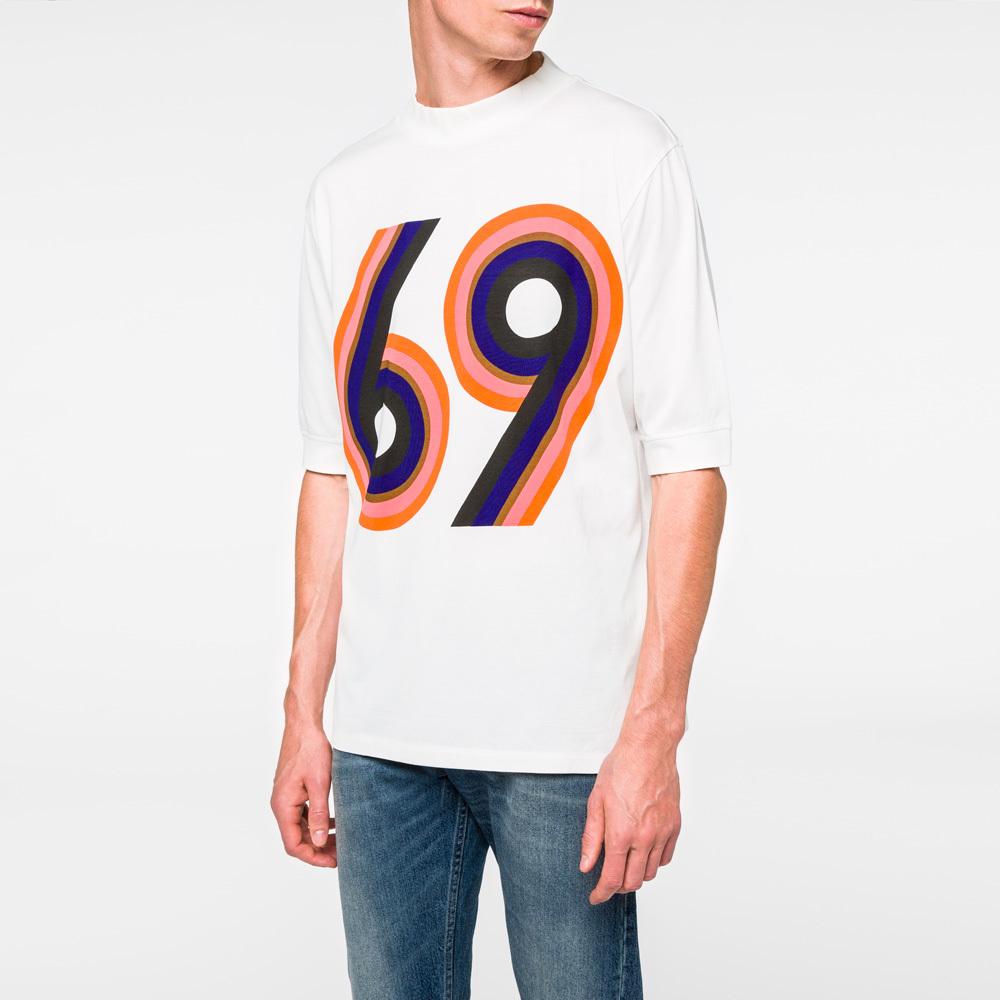 Download Lyst - Paul Smith Men's White '69' Print Mock-neck T-shirt ...