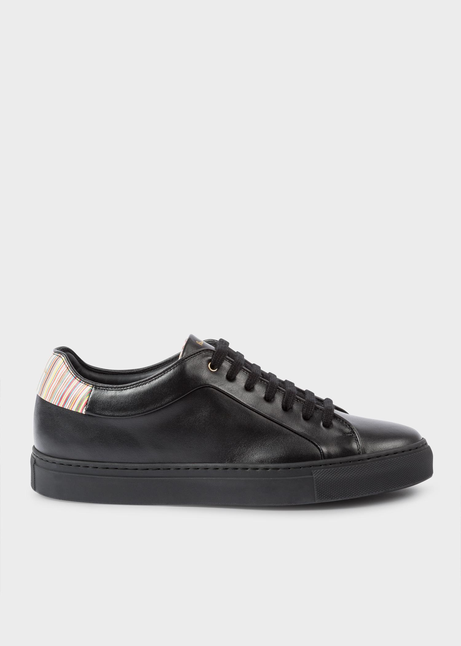 Lyst - Paul Smith Men's Black Leather 'basso' Trainers With Signature ...