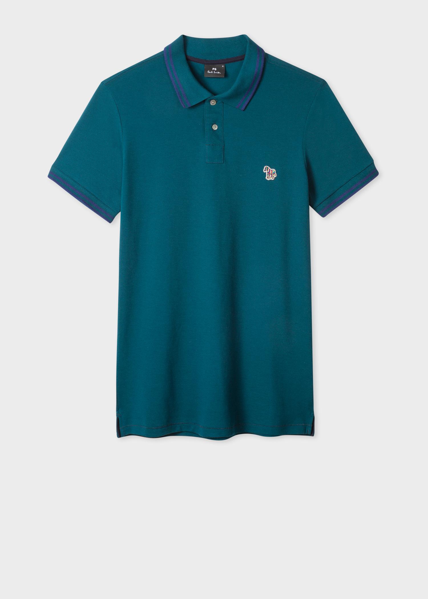 Lyst - Paul Smith Slim-Fit Petrol Zebra Polo Shirt With Navy Tipping in ...
