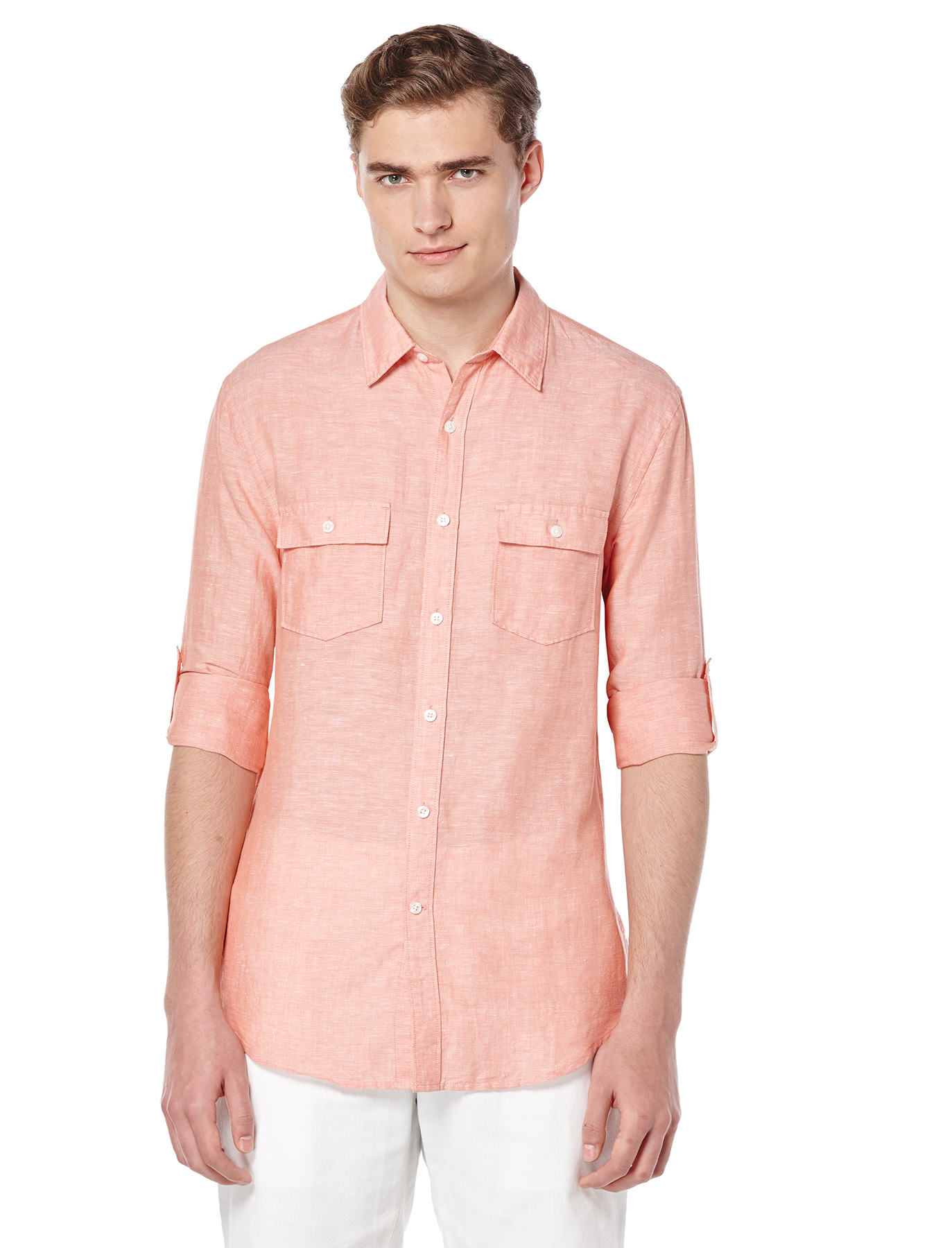 mens pink linen shirts uk