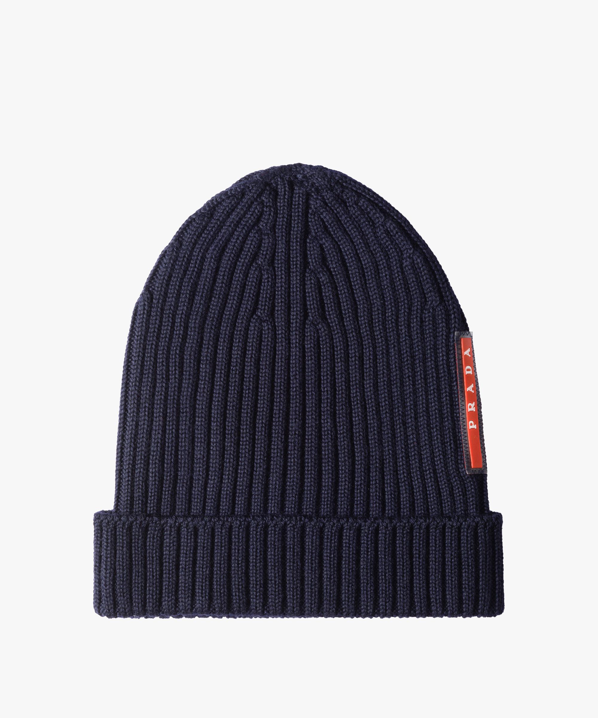 Lyst - Prada Ribbed Wool Hat in Blue for Men