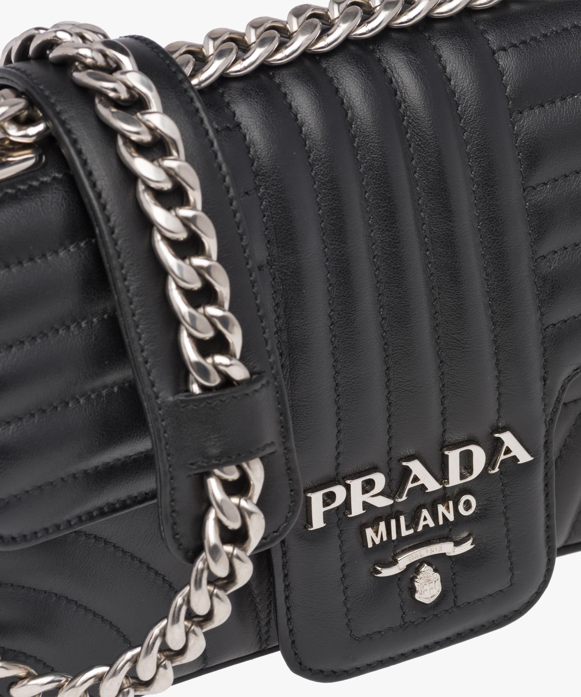 Prada Diagramme Leather Shoulder Bag in Black Lyst