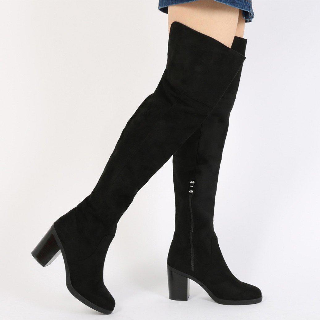heeled split leather boots