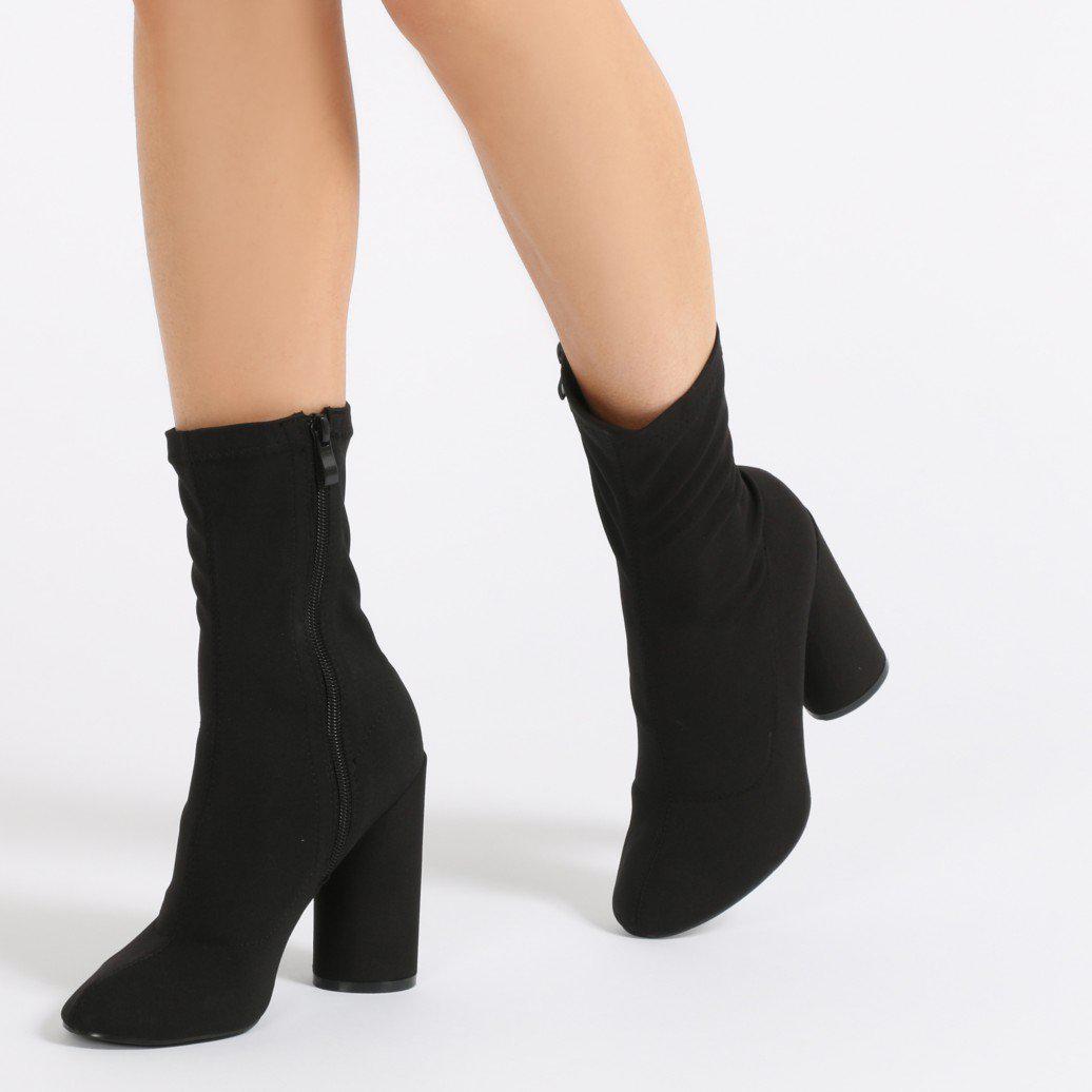 Lyst - Public Desire Elsa Sock Fit Round Heel Ankle Boots In Black ...