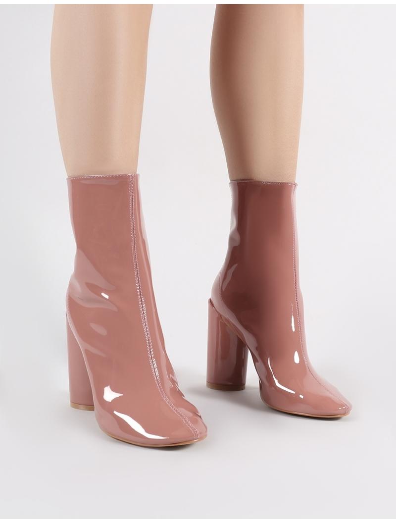 dusty pink block heels