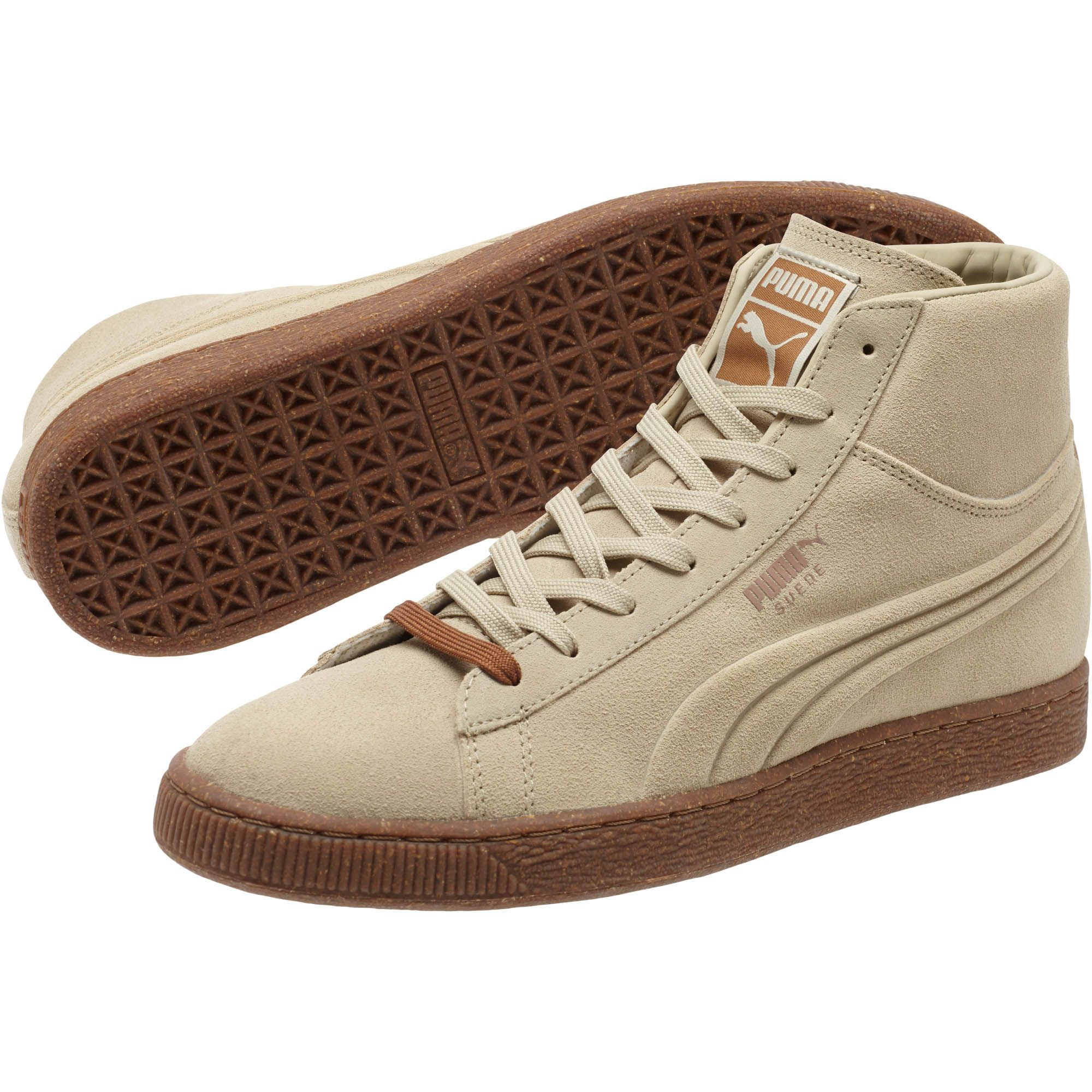 PUMA Suede Embossed Mixed Rubber Mid Men's Sneakers in Brown for Men - Lyst