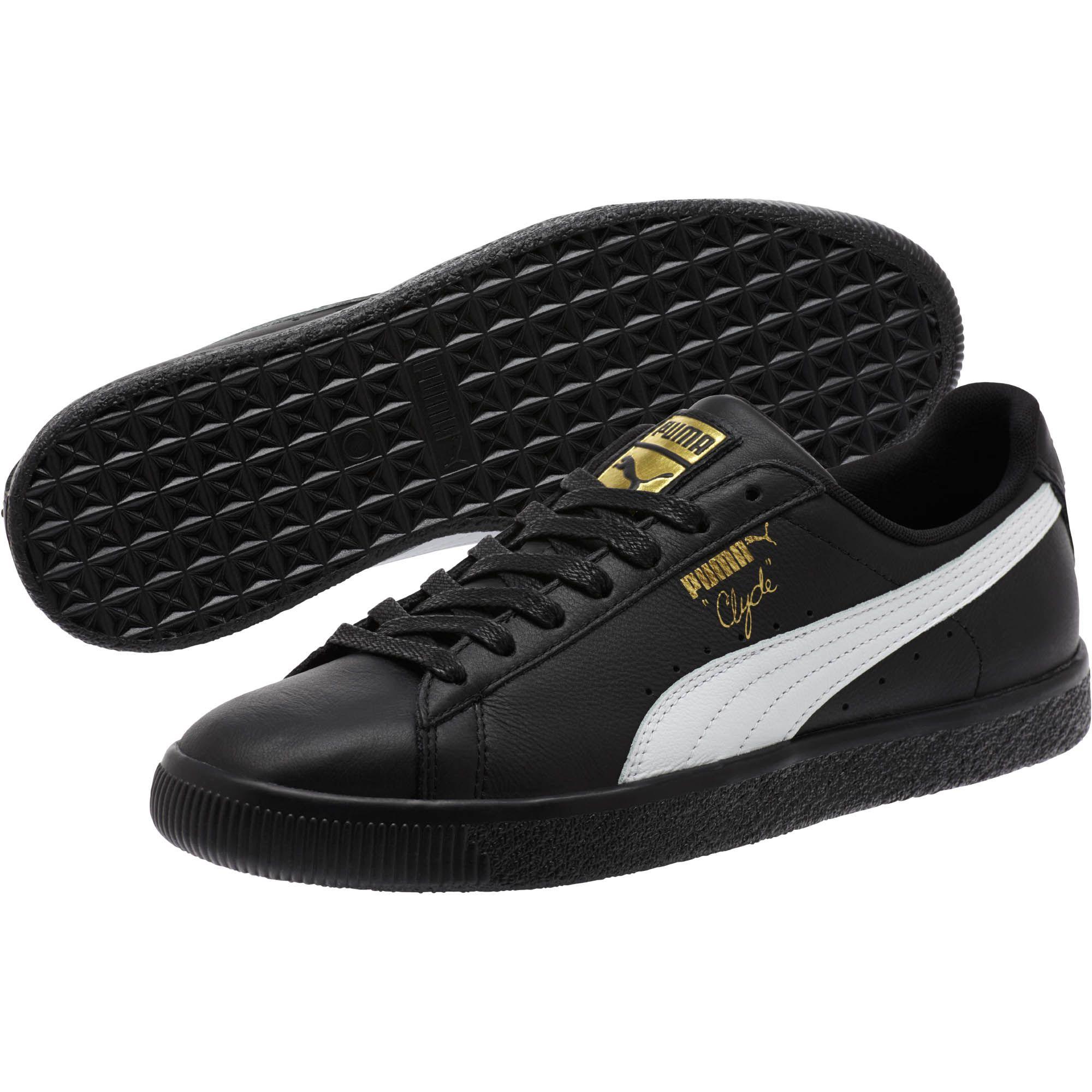 Puma Clyde Black & White Men's Sneakers in Black for Men | Lyst