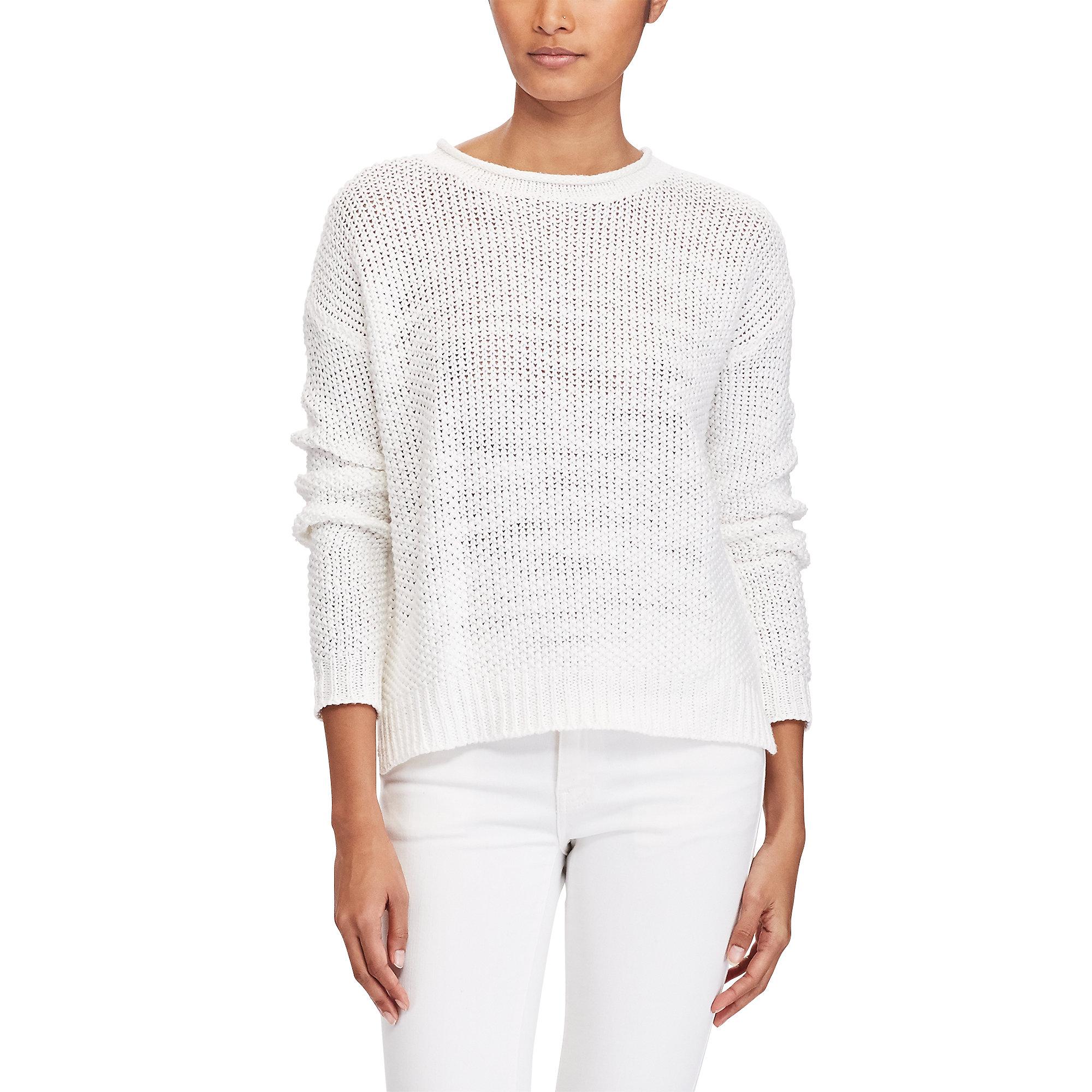 Lyst - Polo Ralph Lauren Boxy Cotton-linen Sweater in White Gallery