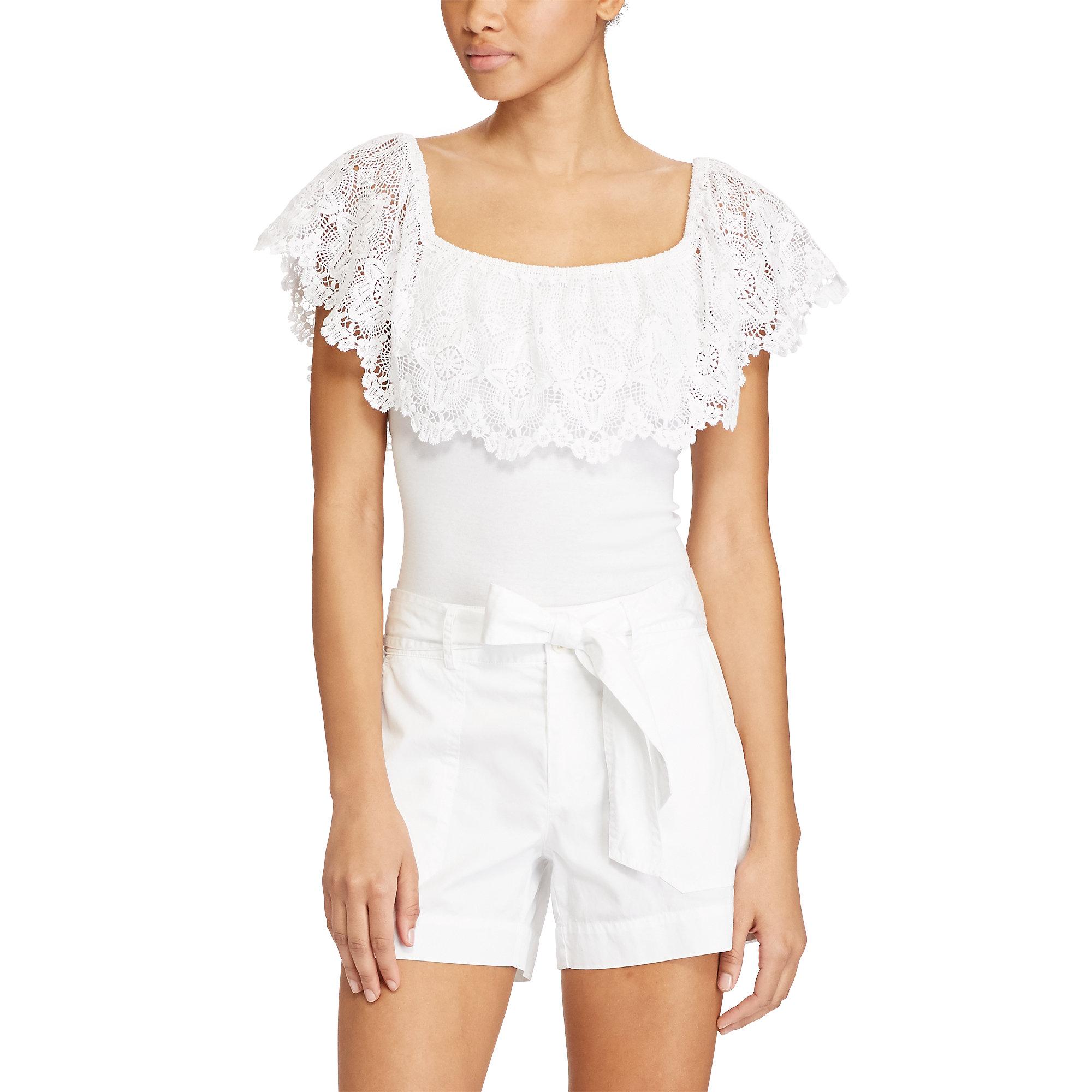 Lyst - Ralph Lauren Lace Off-the-shoulder Top in White Gallery