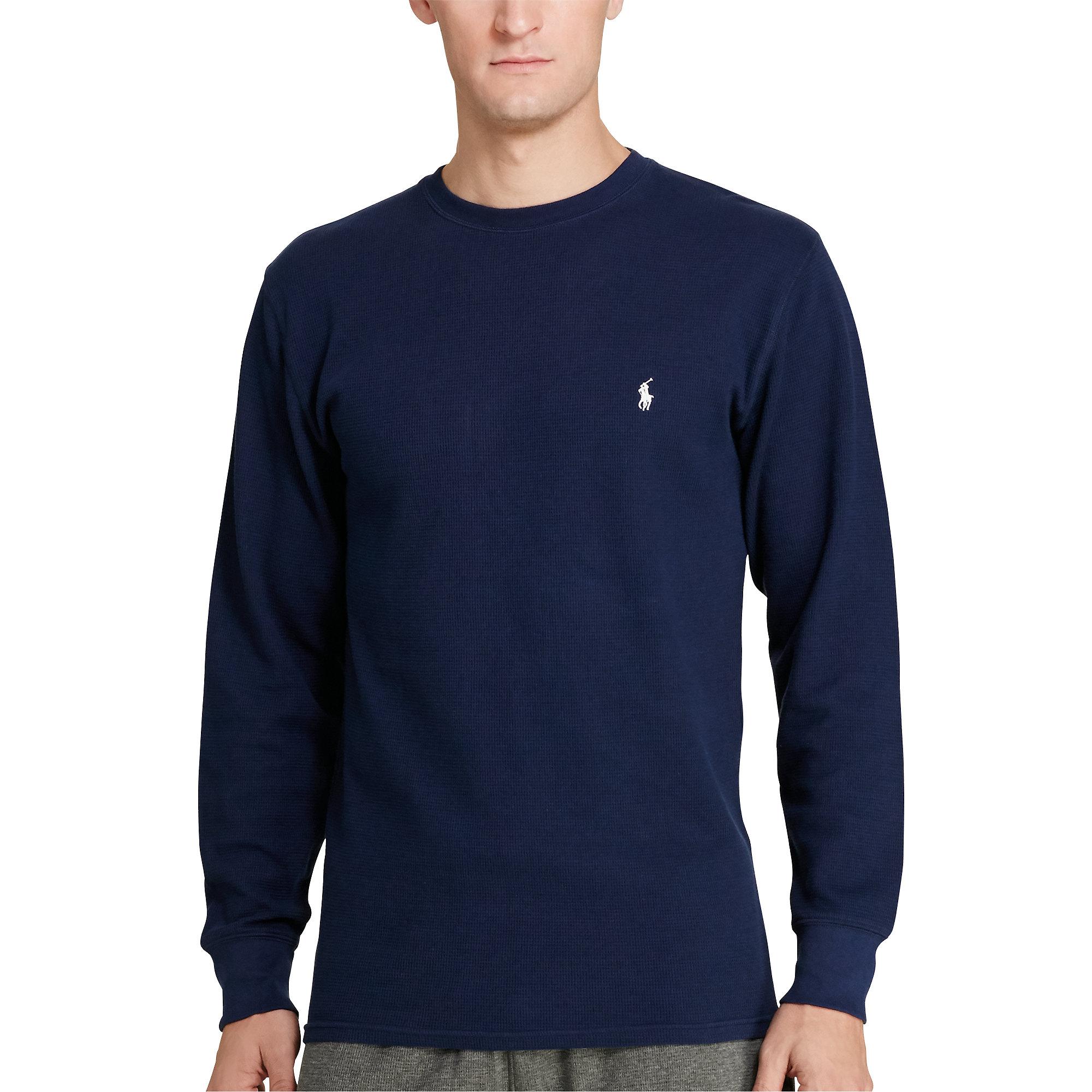 Polo ralph lauren Waffle-knit Crewneck Thermal in Blue for Men | Lyst