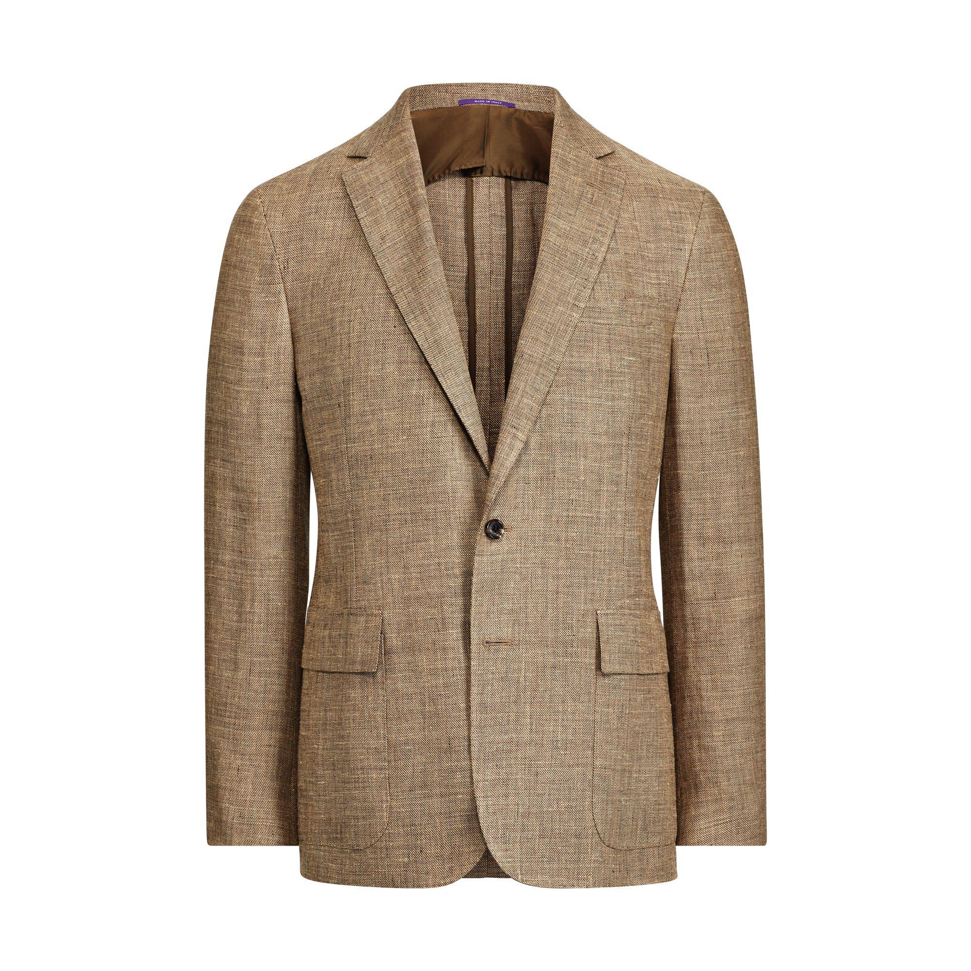 Lyst - Ralph Lauren Purple Label Linen-blend Tweed Suit Jacket in Brown ...