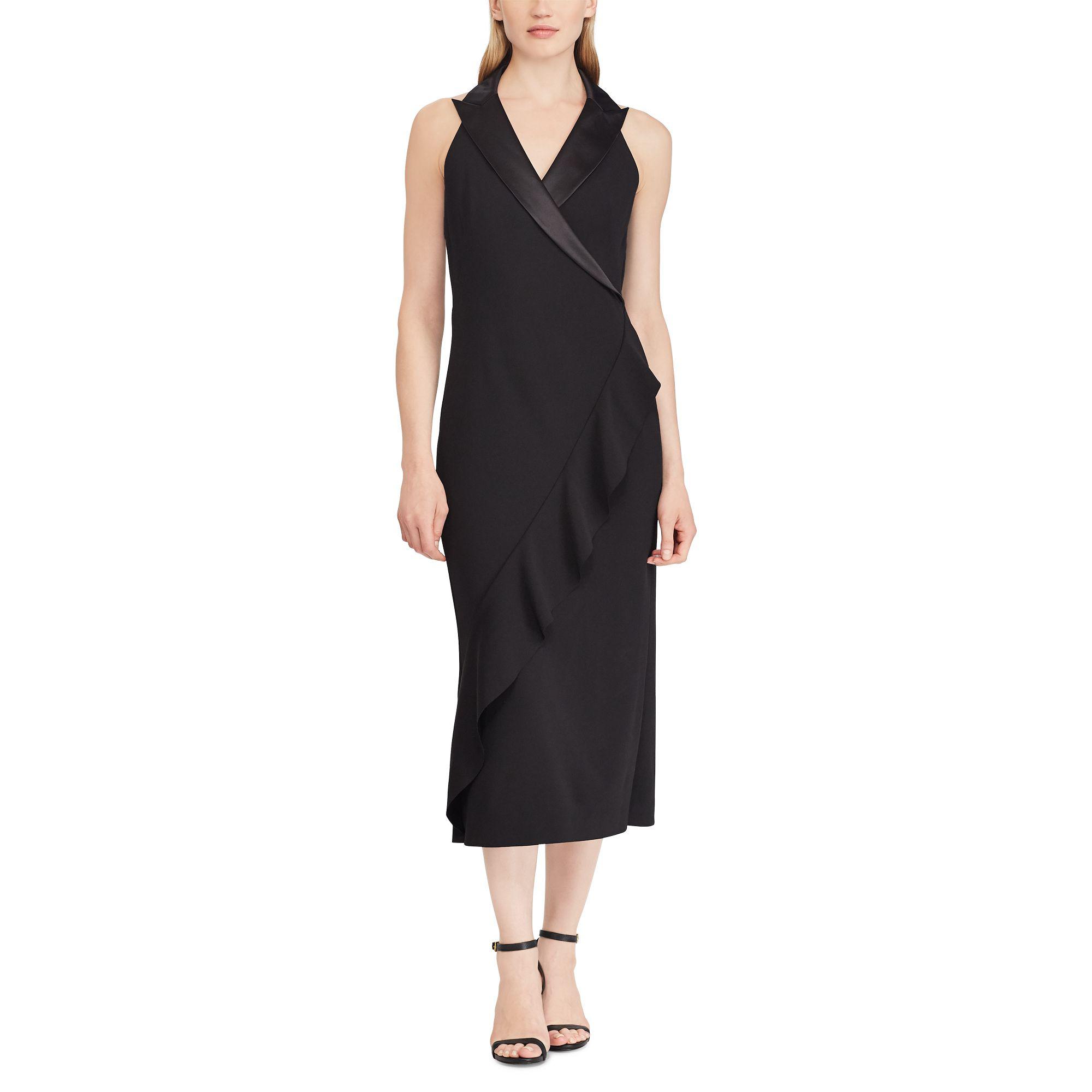 ralph lauren crepe sleeveless gown