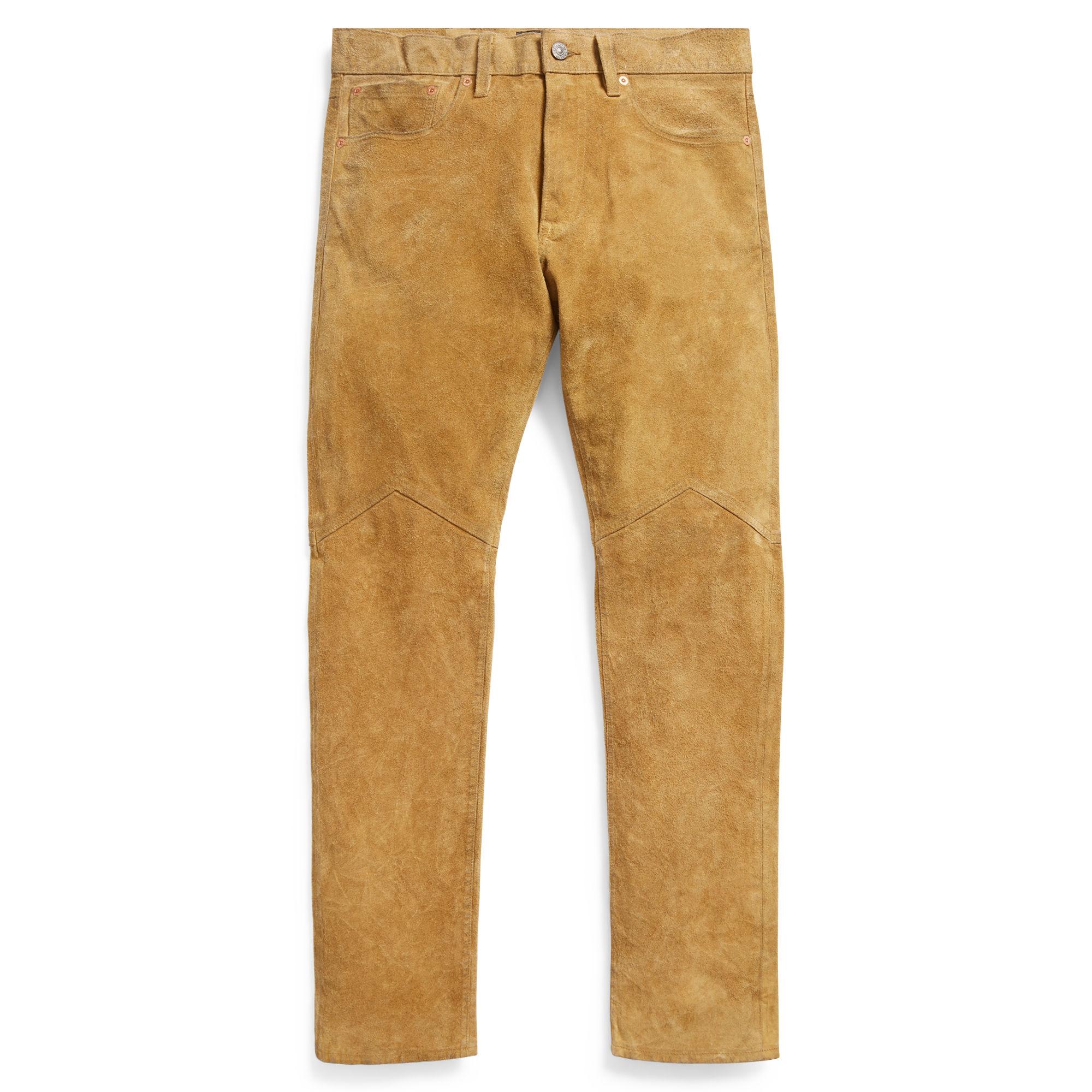 Rrl Slim Fit Roughout Suede Pant in Brown for Men | Lyst
