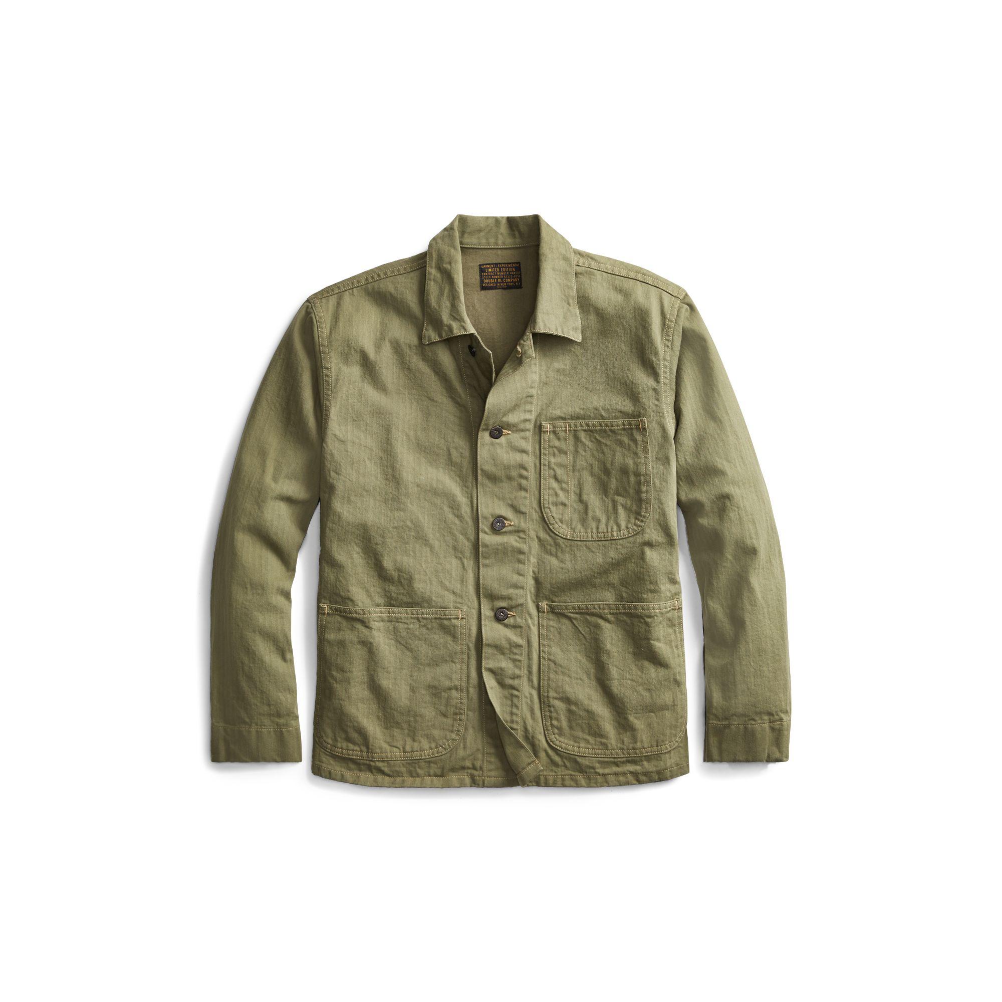 RRL Cotton Herringbone Jacket in Green for Men - Lyst