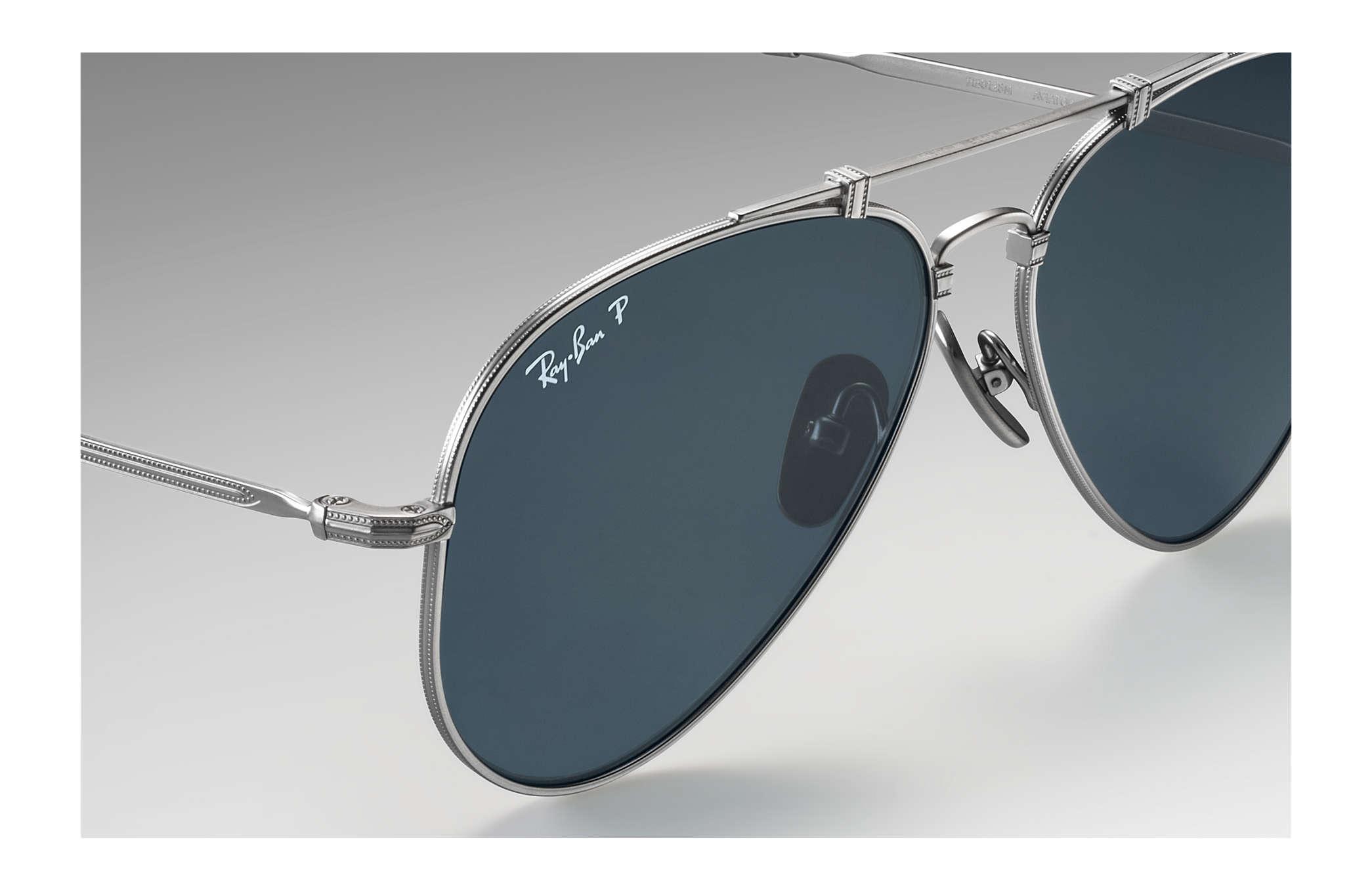 Ray-Ban Aviator Titanium Matte Silver in Blue - Lyst