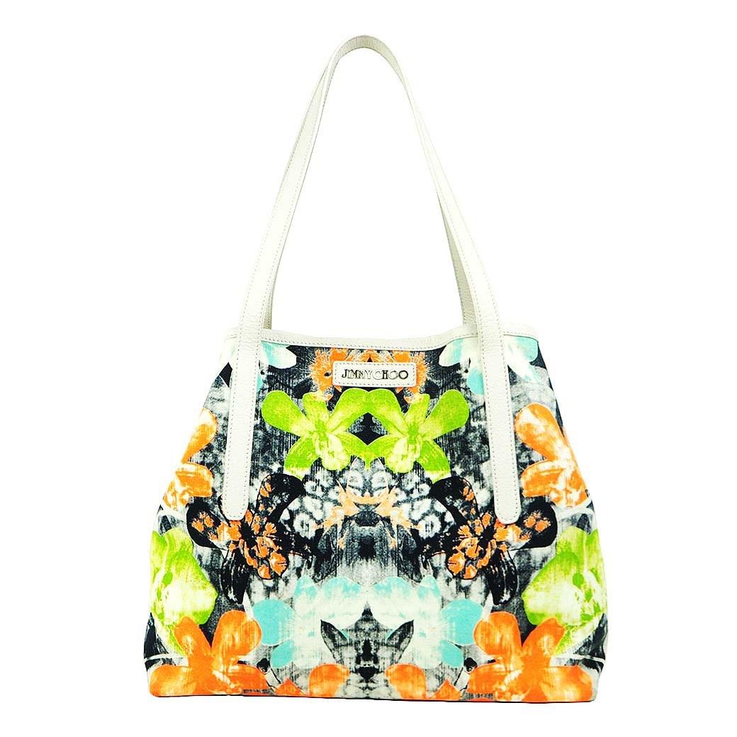 Lyst Jimmy Choo Bag Sara Orchid Print Tote Flower Design Canvas Gallery