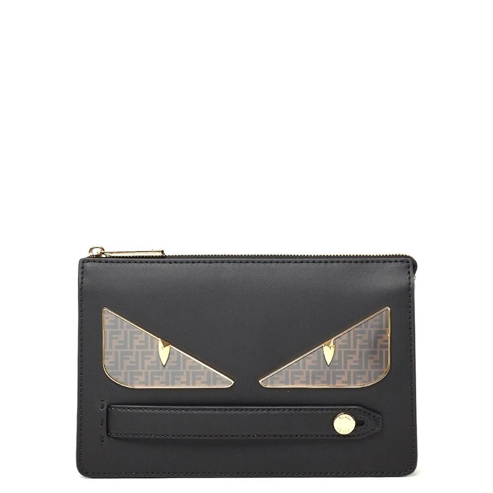 fendi black leather clutch