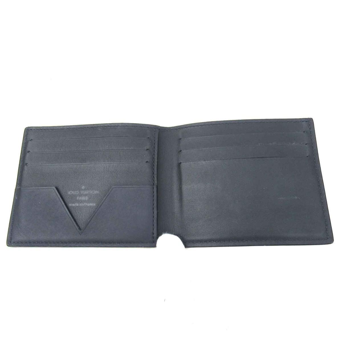 Louis Vuitton Auth Portefeiulle Slender Xs Wallet M61320 Leather Navy Used in Blue for Men - Lyst