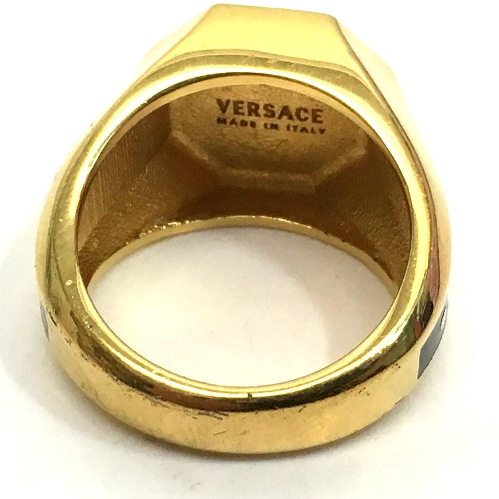 Lyst Versace Medusa Octagon Men's Ring Ring Gold/black in Metallic for Men