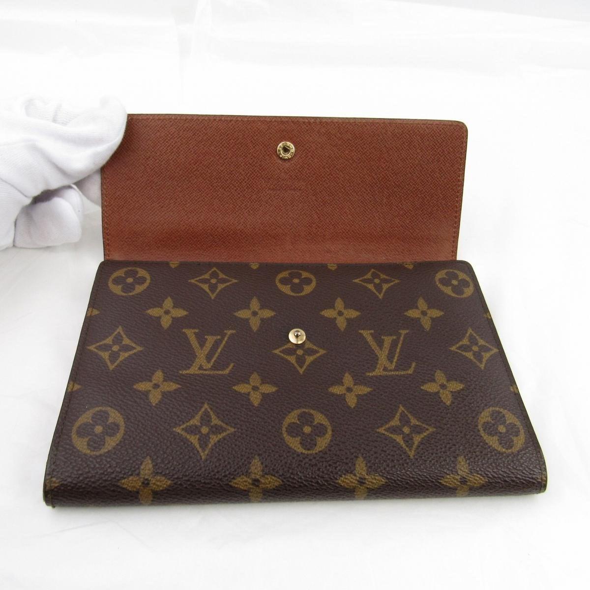 Louis Vuitton Authentic Trifold Long Wallet Purse Monogram Used Vintage M60135 in Brown for Men ...