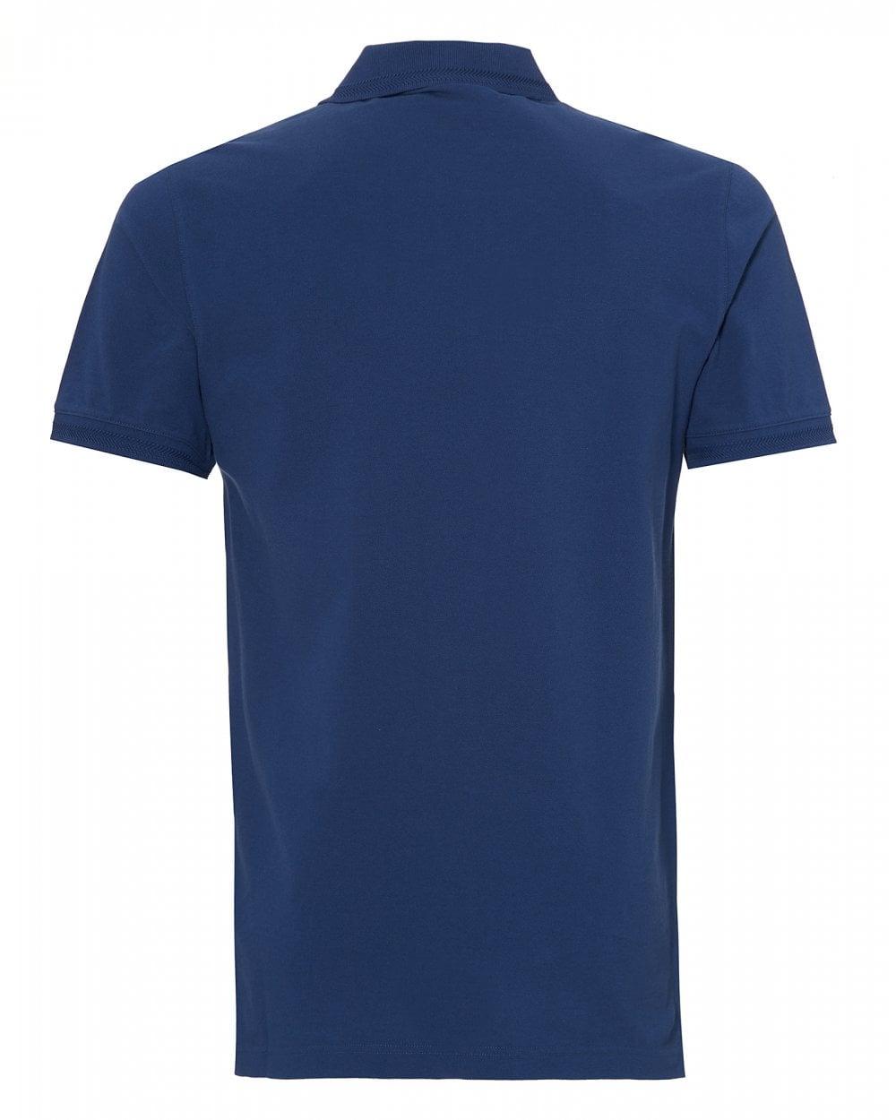 BELSTAFF /'STANNET/' POLO SHIRT CHEST PATCH BLUE PIQUE COTTON