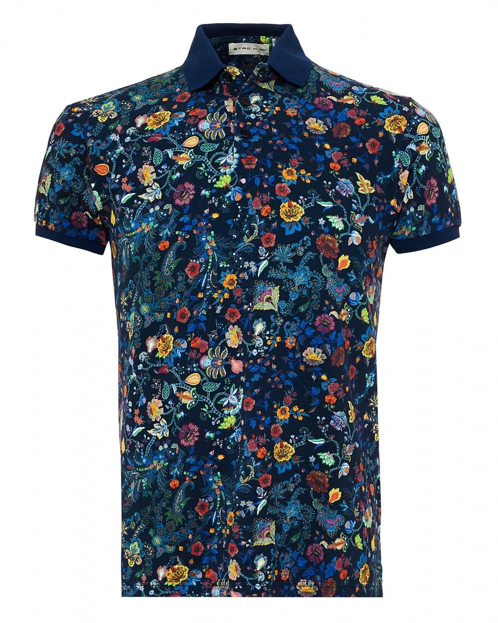 Lyst - Etro All Over Floral Paisley Polo Shirt, Regular Fit Navy Multi ...