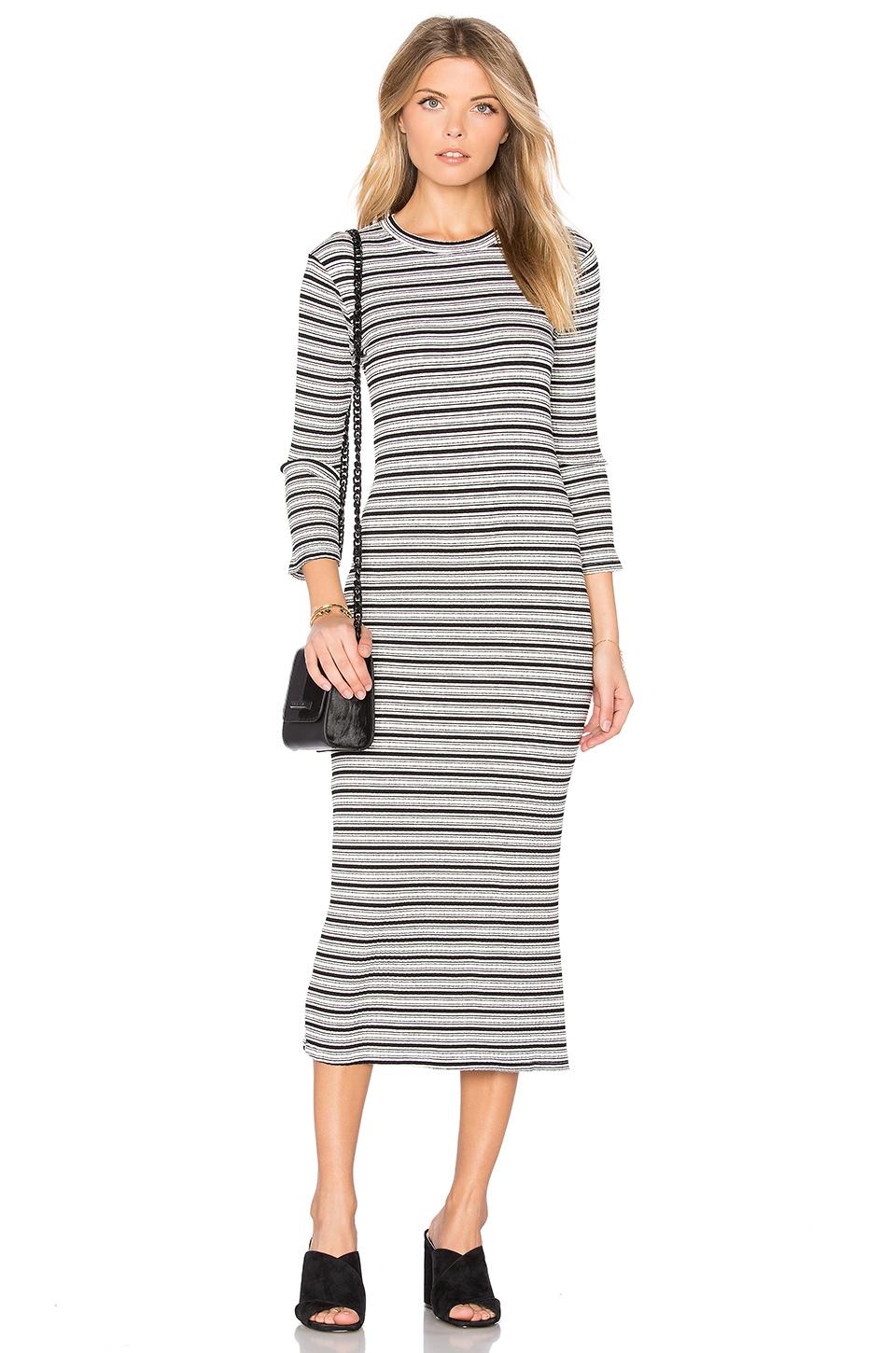 Lyst Monrow Stripe Sweater  Dress  in Black 