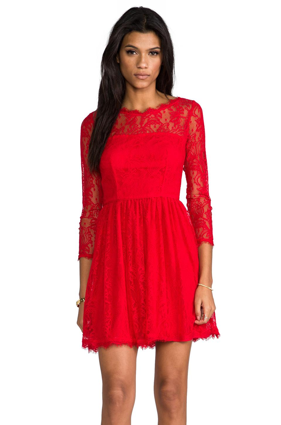 Lyst - Juicy Couture Delicate Lace Dress in Red