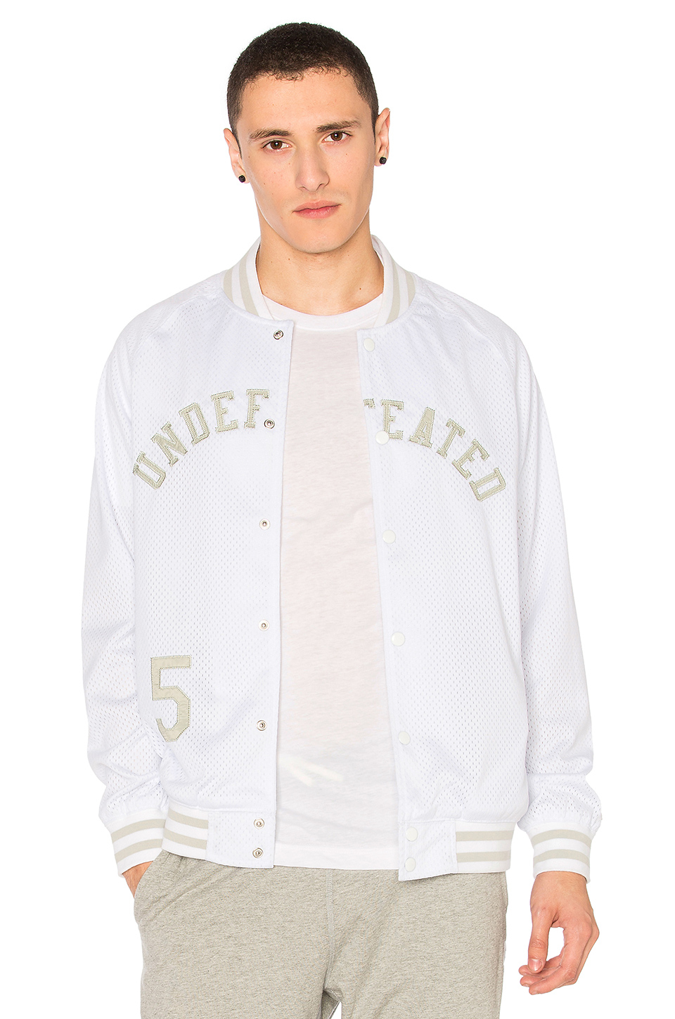 Lyst Undefeated Mesh Varsity Jacket In White For Men