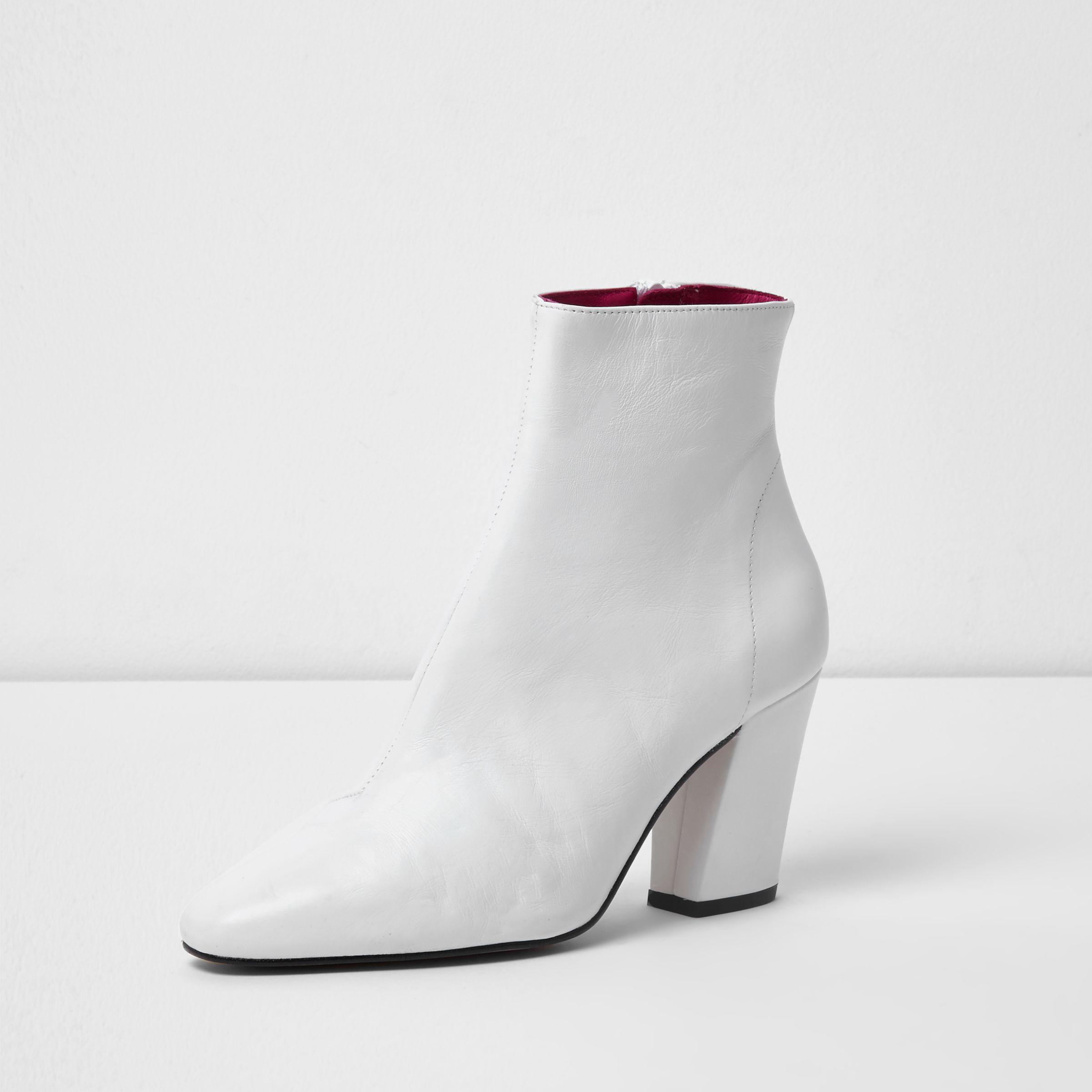 block heel leather ankle boots