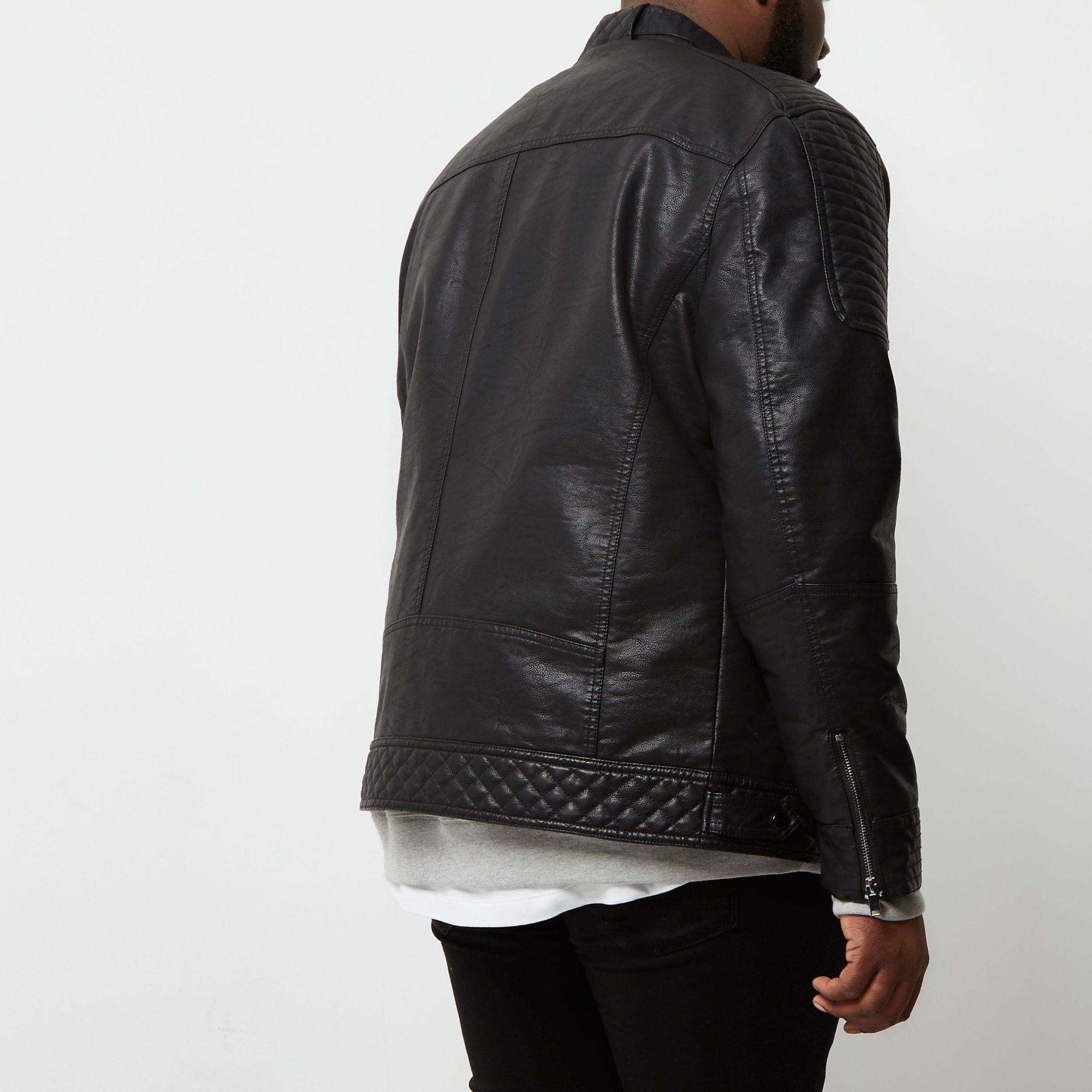 Lyst River Island Big And Tall Faux Leather Racer Neck Jacket In View Fullscreen