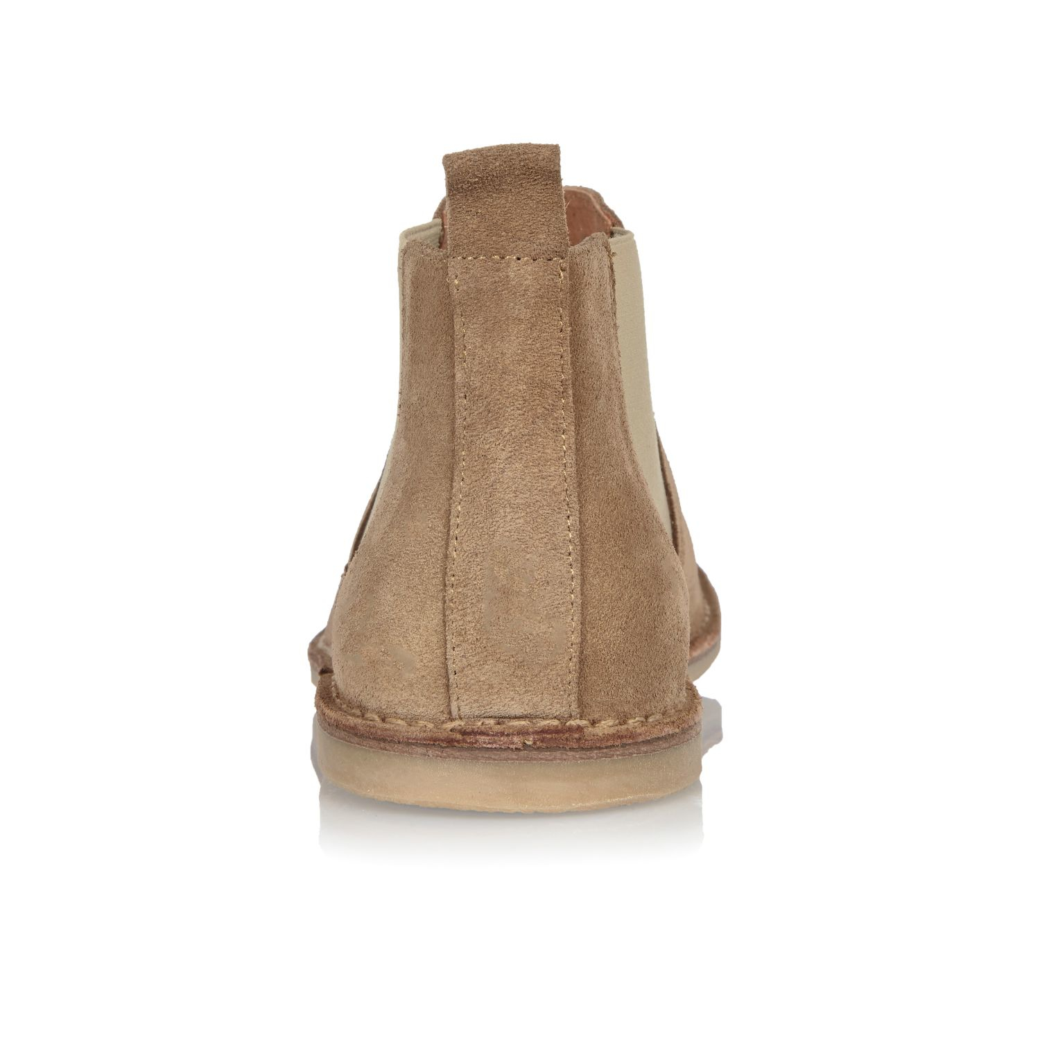 Lyst - River Island Stone Suede Chelsea Boots in Brown for Men